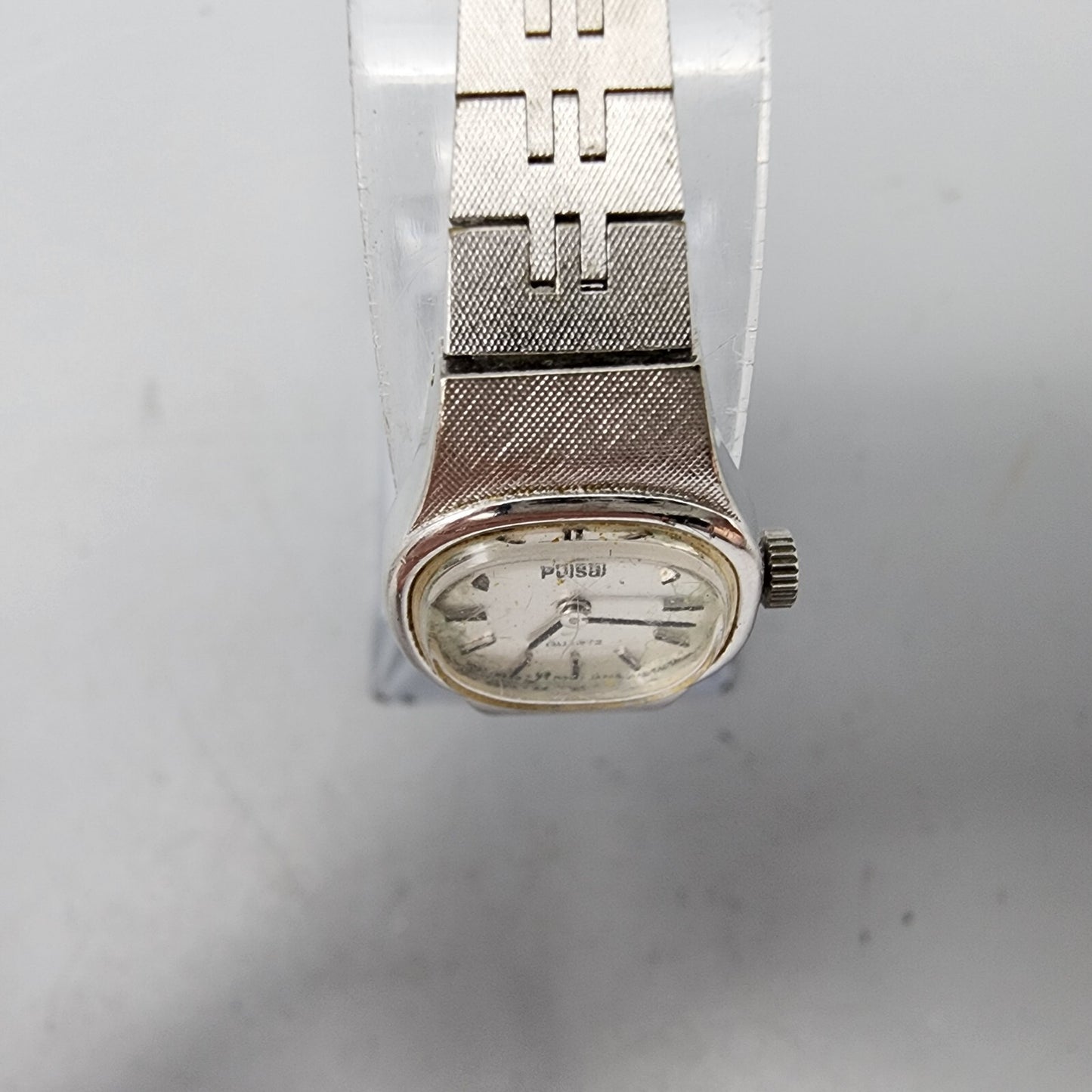 VTG Pulsar Watch Women Silver Tone Silver Dial 16mm Rectangle V230-5340 New Batt