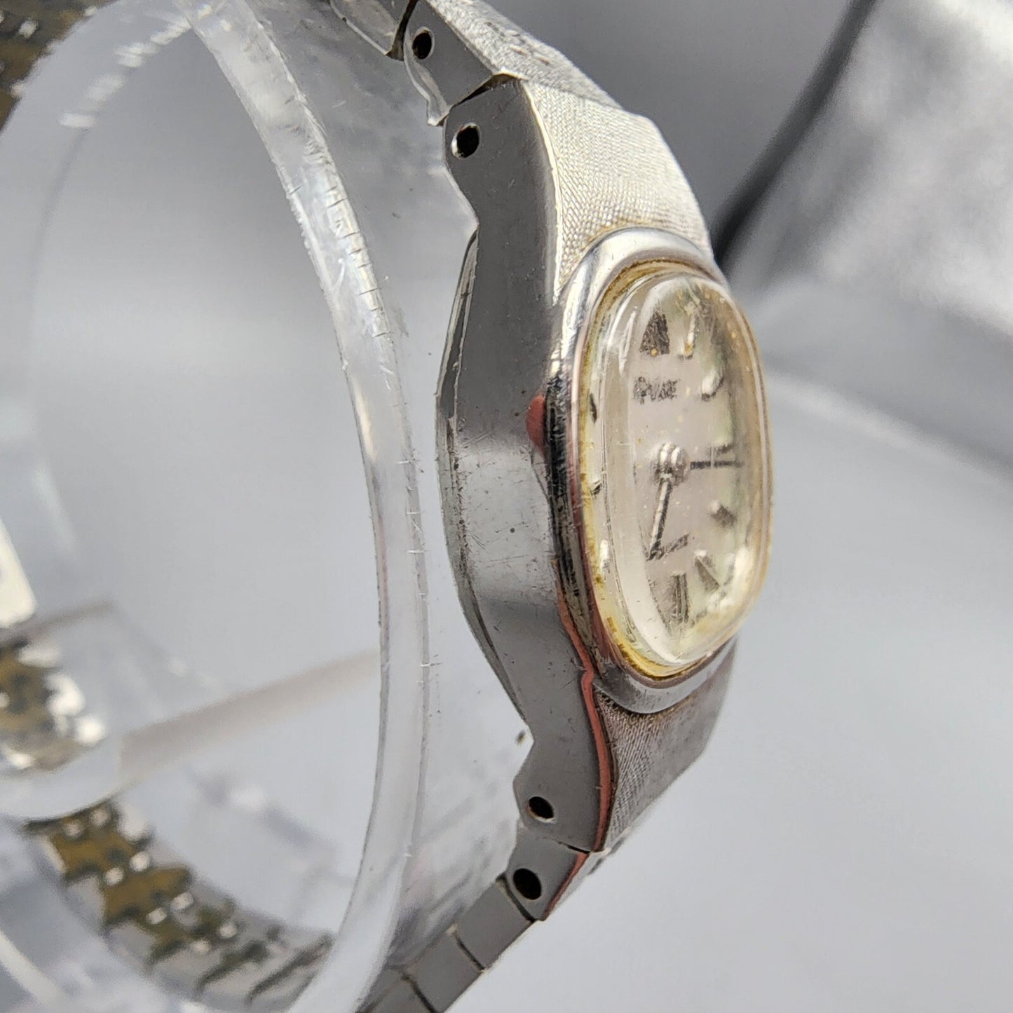 VTG Pulsar Watch Women Silver Tone Silver Dial 16mm Rectangle V230-5340 New Batt