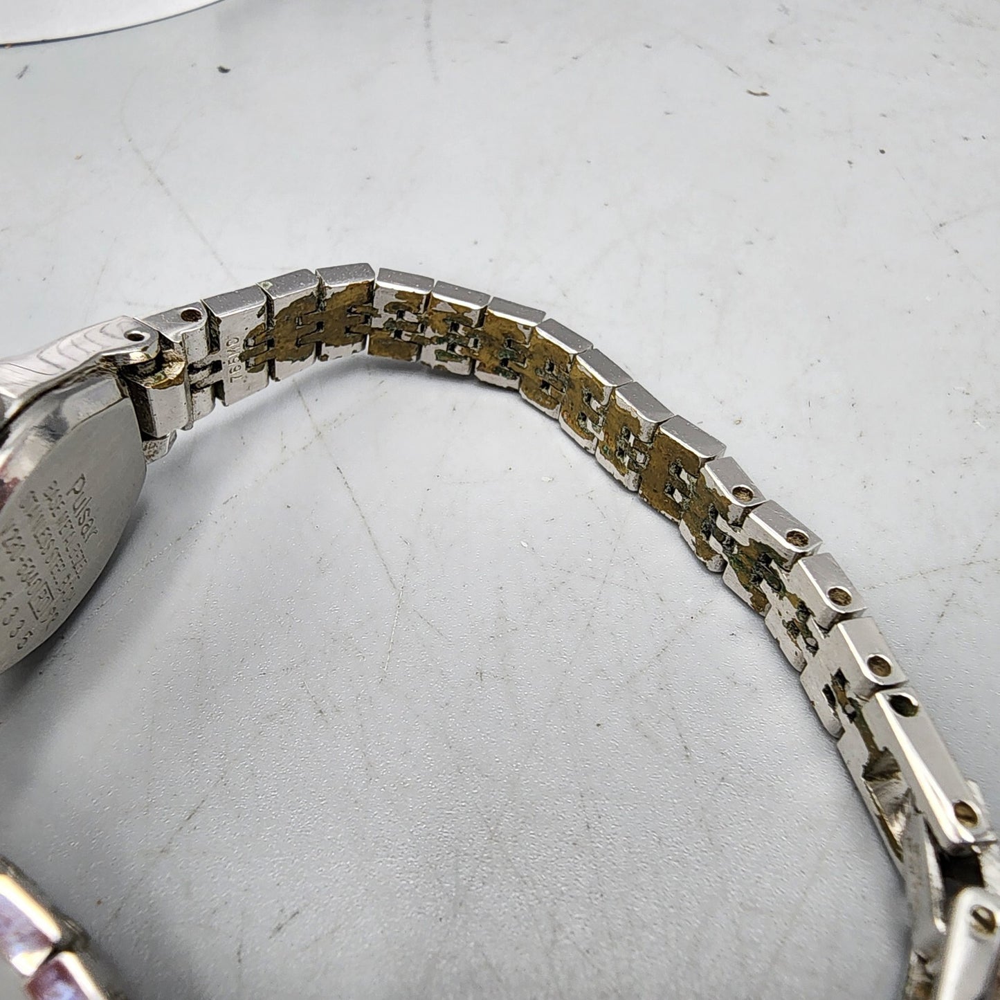 VTG Pulsar Watch Women Silver Tone Silver Dial 16mm Rectangle V230-5340 New Batt