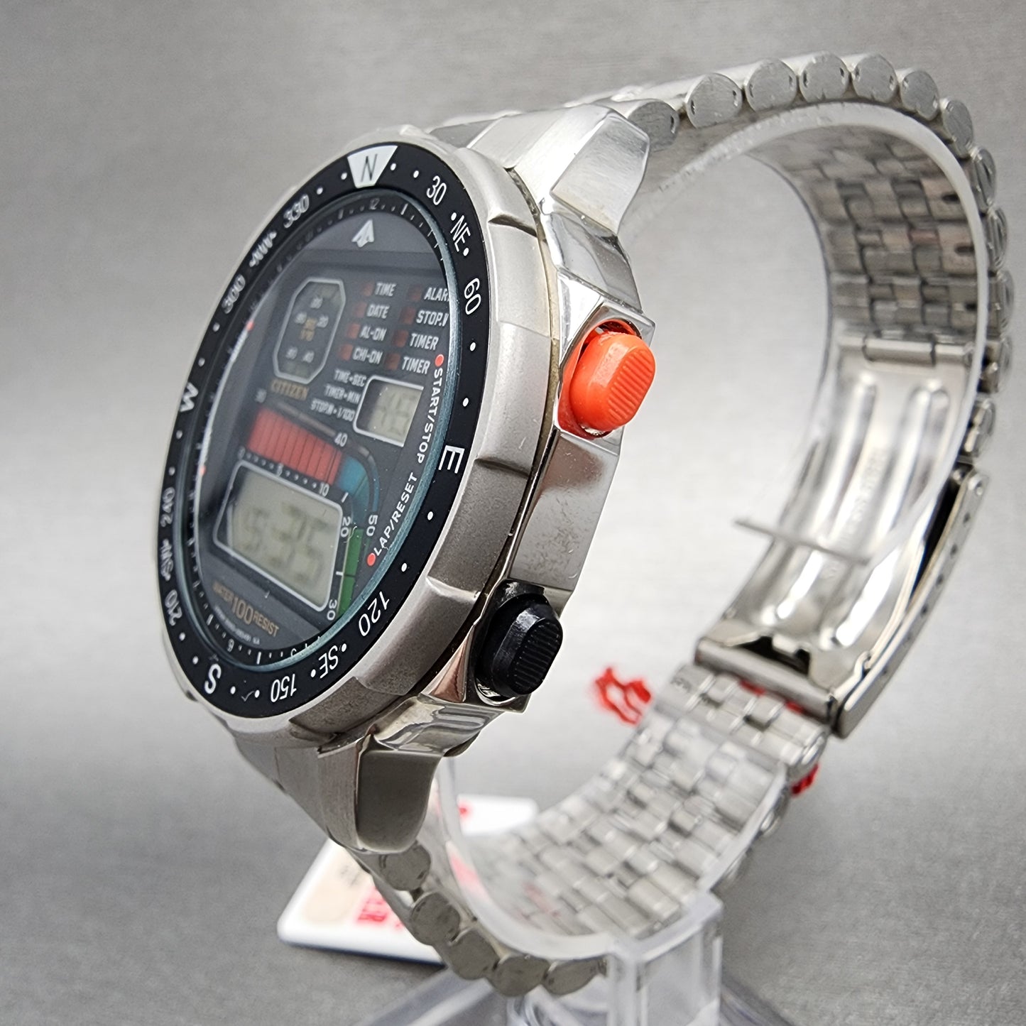Citizen Windsurfer Watch Men 39mm Digital Stainless Steel D060-086953 Vintage