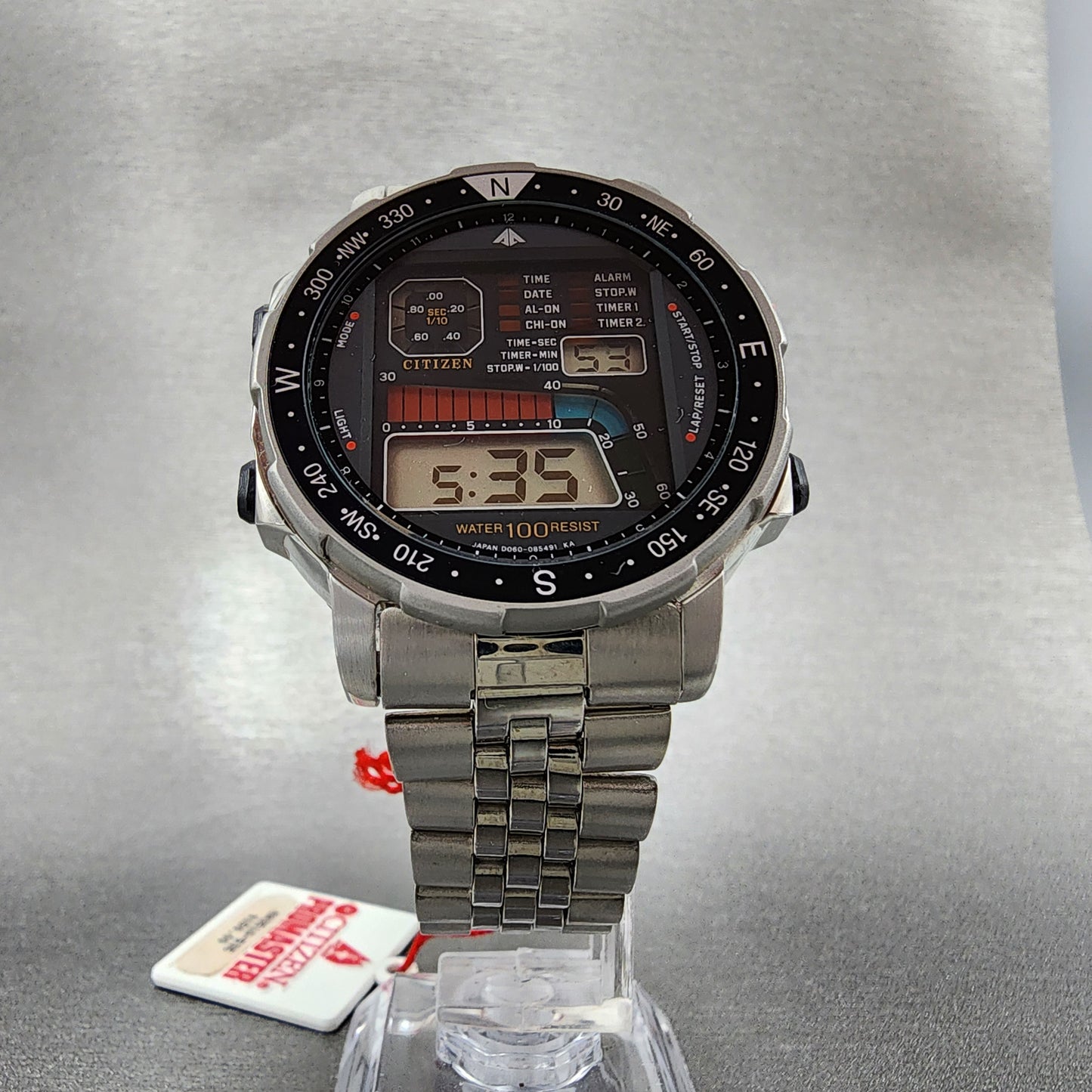 Citizen Windsurfer Watch Men 39mm Digital Stainless Steel D060-086953 Vintage