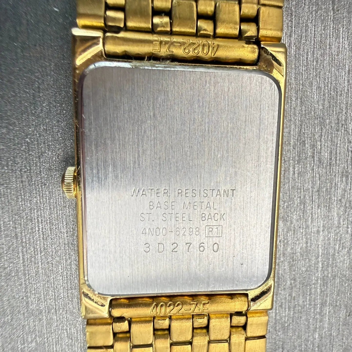 Seiko Watch Women 23mm Gold Dial Gold Tone Rectangle 4N00-6298 New Battery VTG10