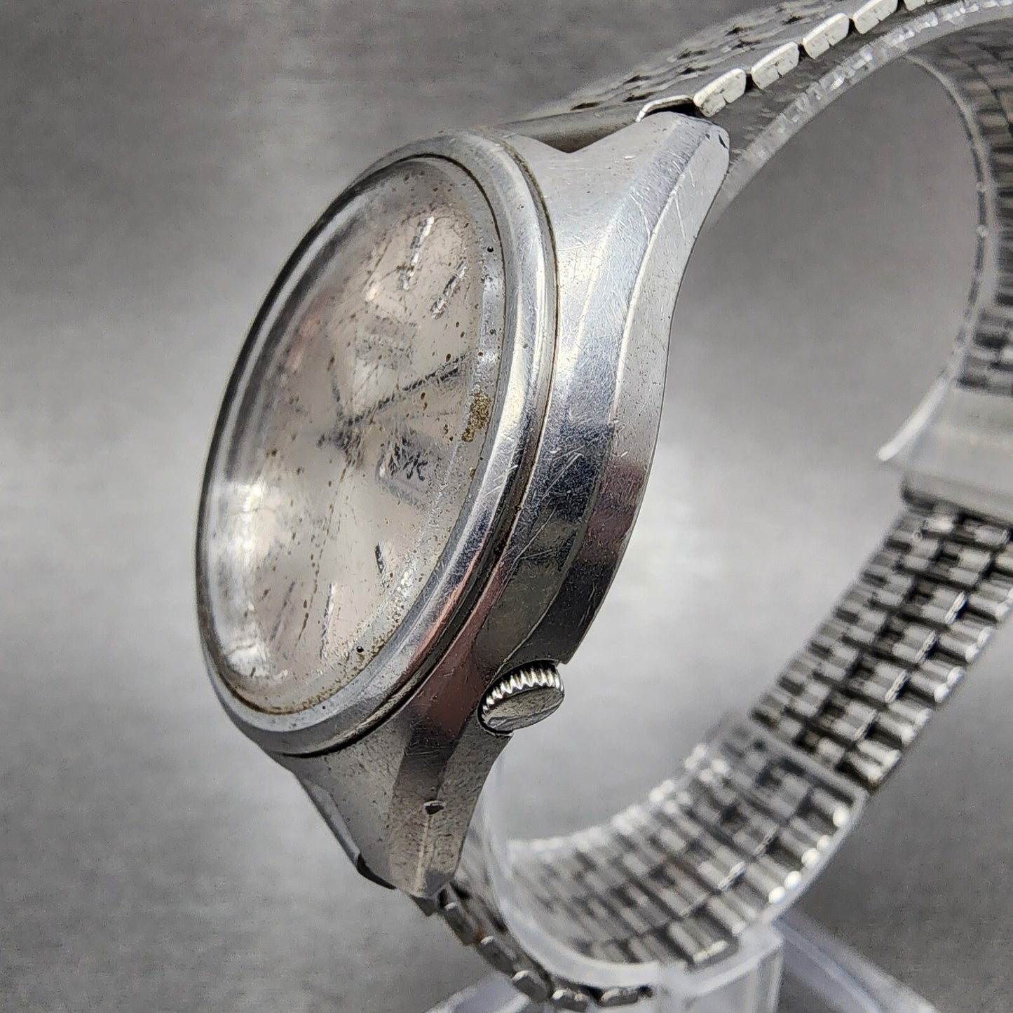 Seiko 5Actus Watch Men 38mm Silver Dial Silver Tone Daydate 7019-7060 Runs