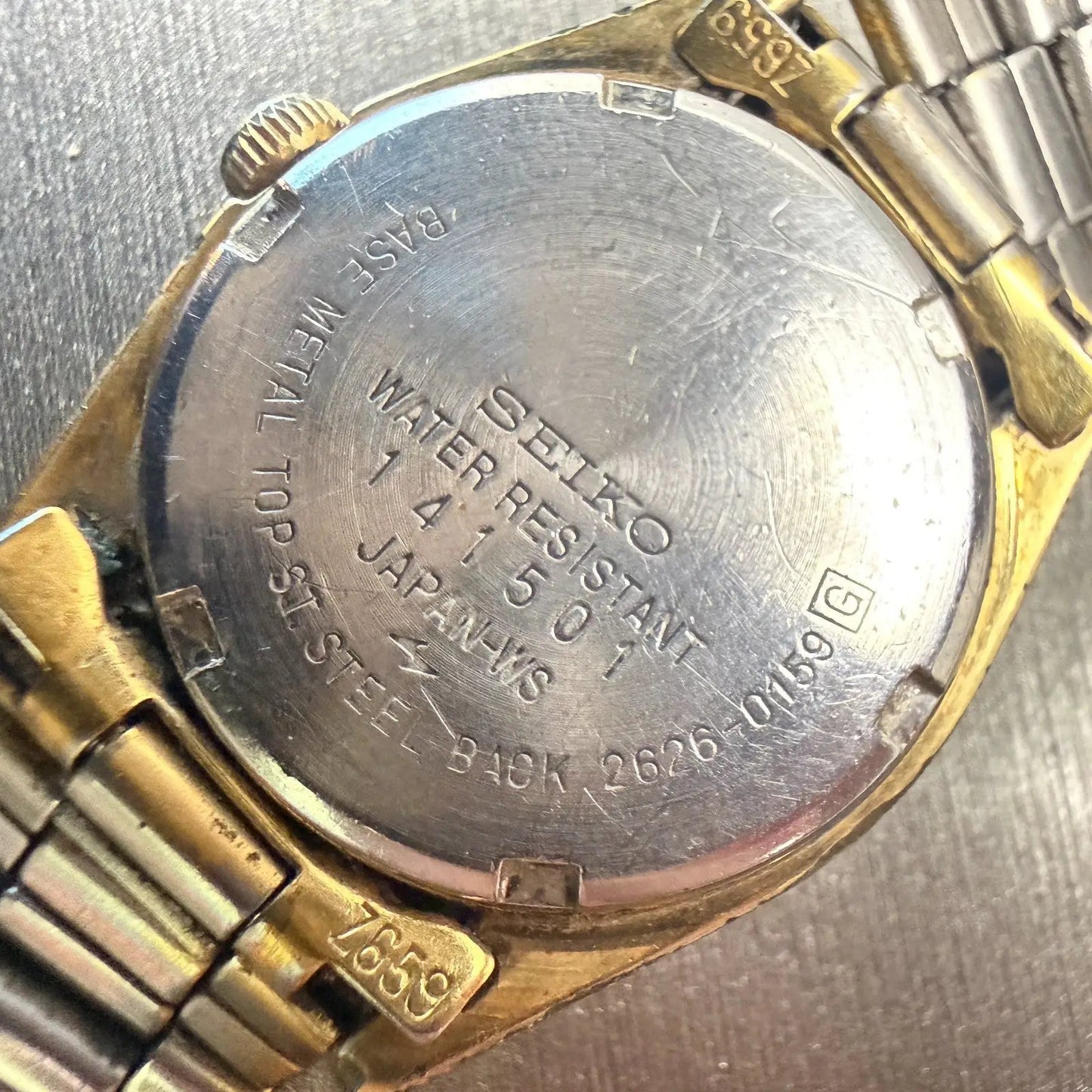 Seiko SQ Watch Women 24mm Gold Dial Gold Tone Daydate Round 2626-0159 New Batt10