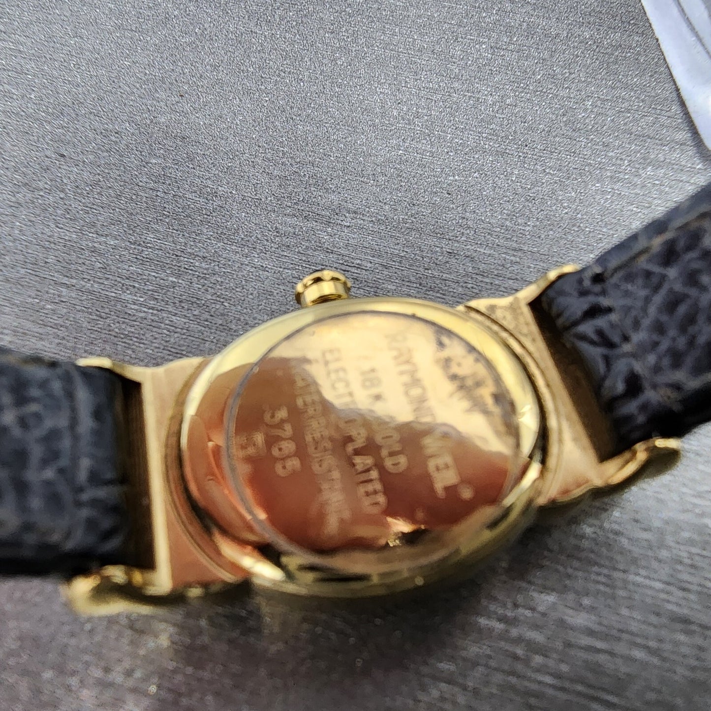 Raymond Weil Watch Women 17mm Black Dial Gold Plated Oval 3765 New Battery