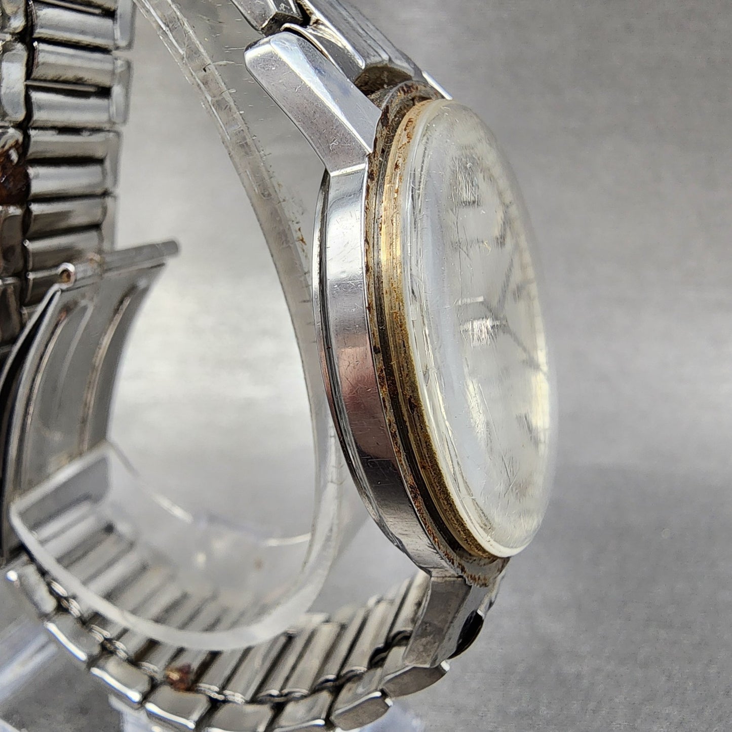 Seiko Seikomatic Watch Men 36mm Silver Dial Silver Tone J13044 Runs READ!!!