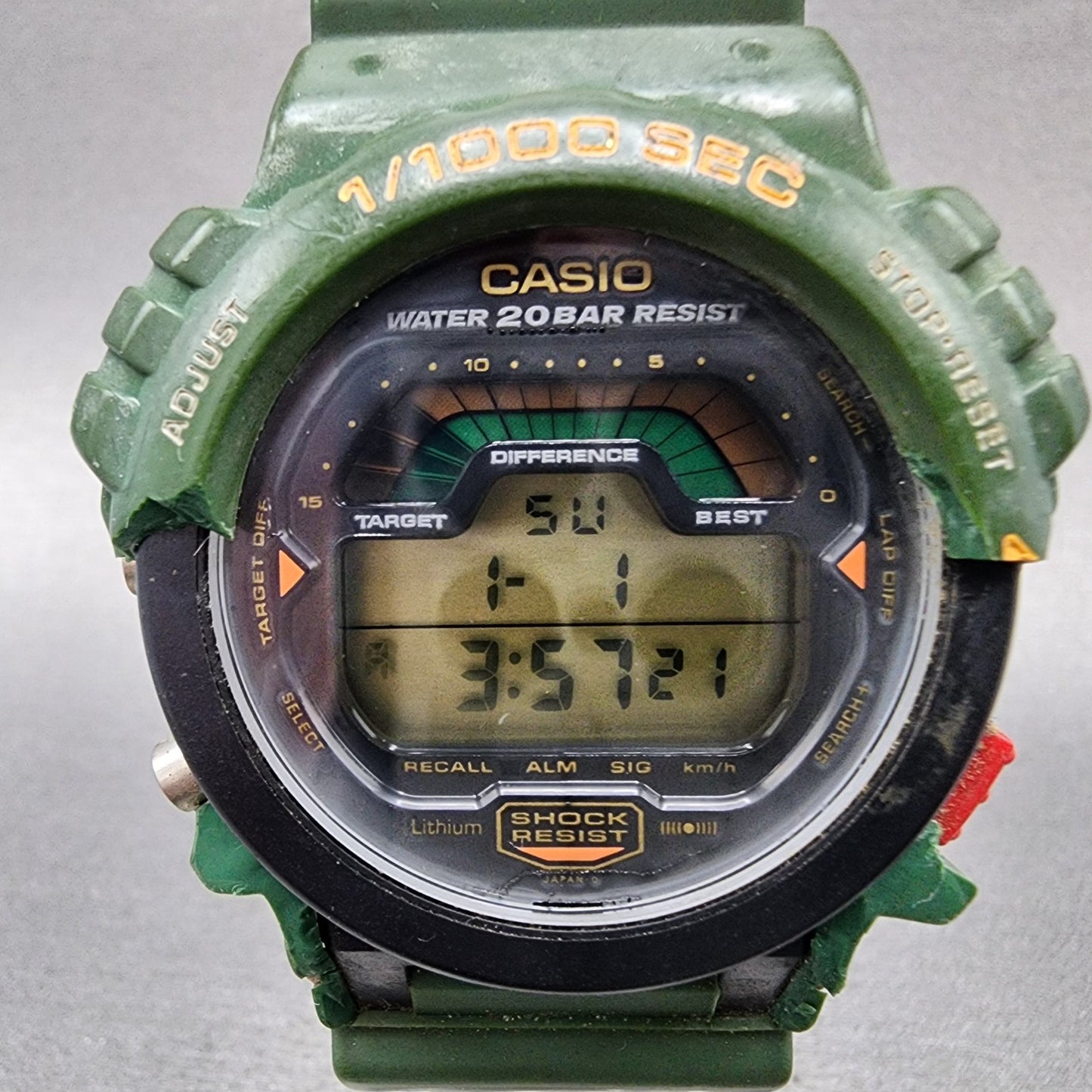 Casio G-Shock DW-6000 Watch Men 48mm Digital Green Tone Chronograph New Batt