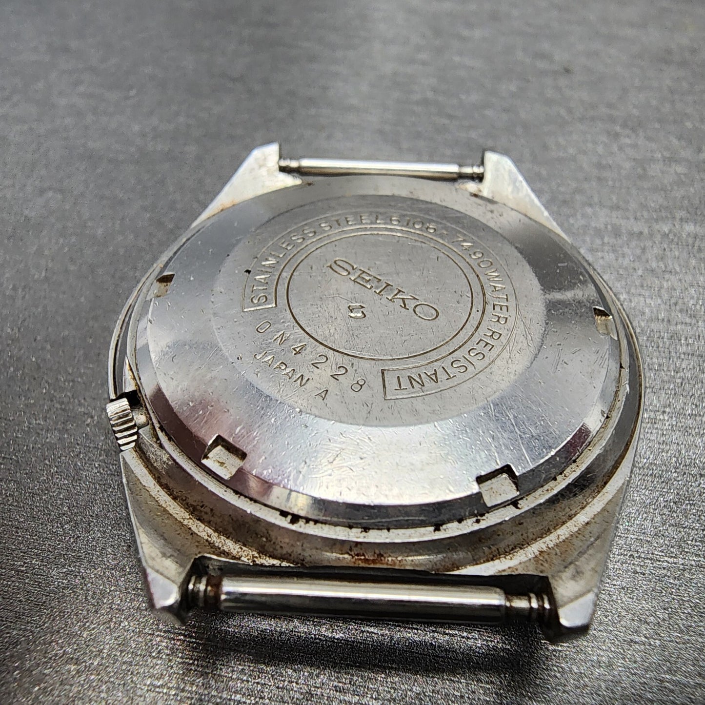 Seiko 5 Actus SS Watch Men 38mm Silver Dial Silver Tone Daydate 6106-7490 Runs