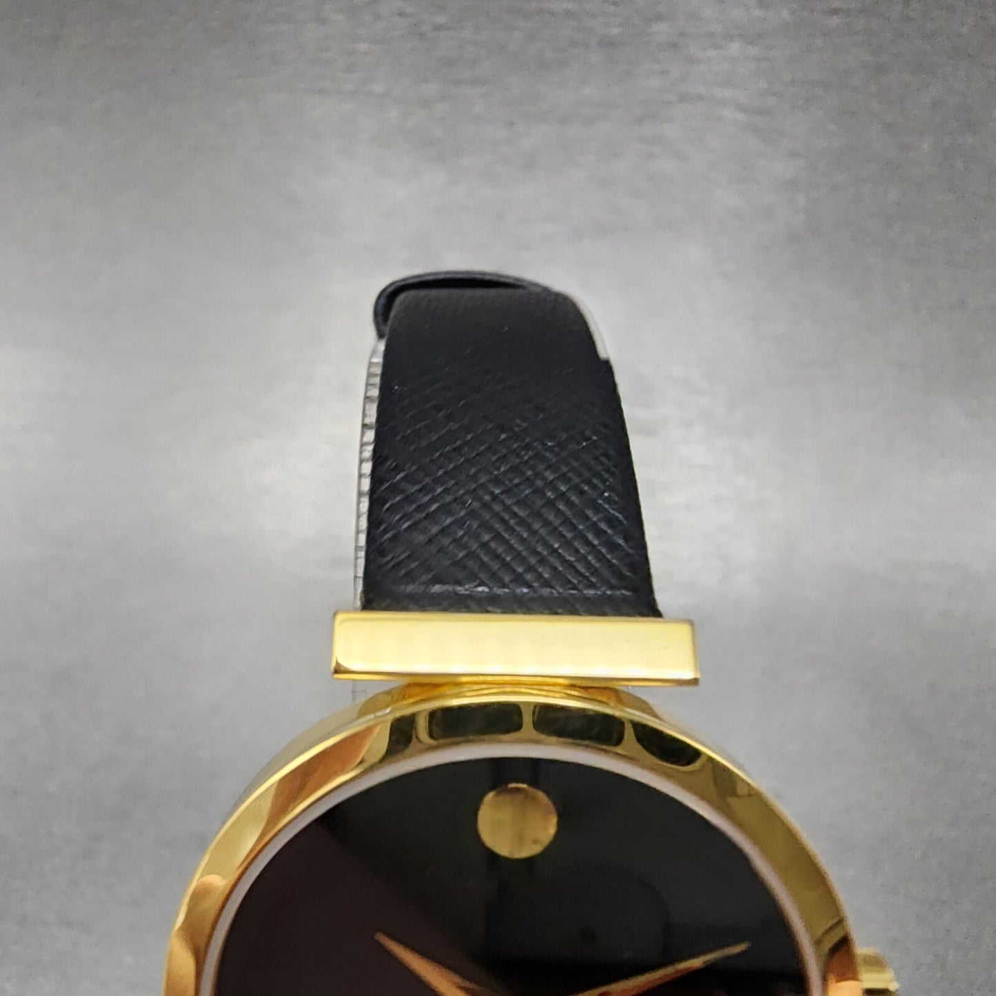 Movado Museum Classic Automatic Watch Women 32mm Black Dial Gold Date Leather