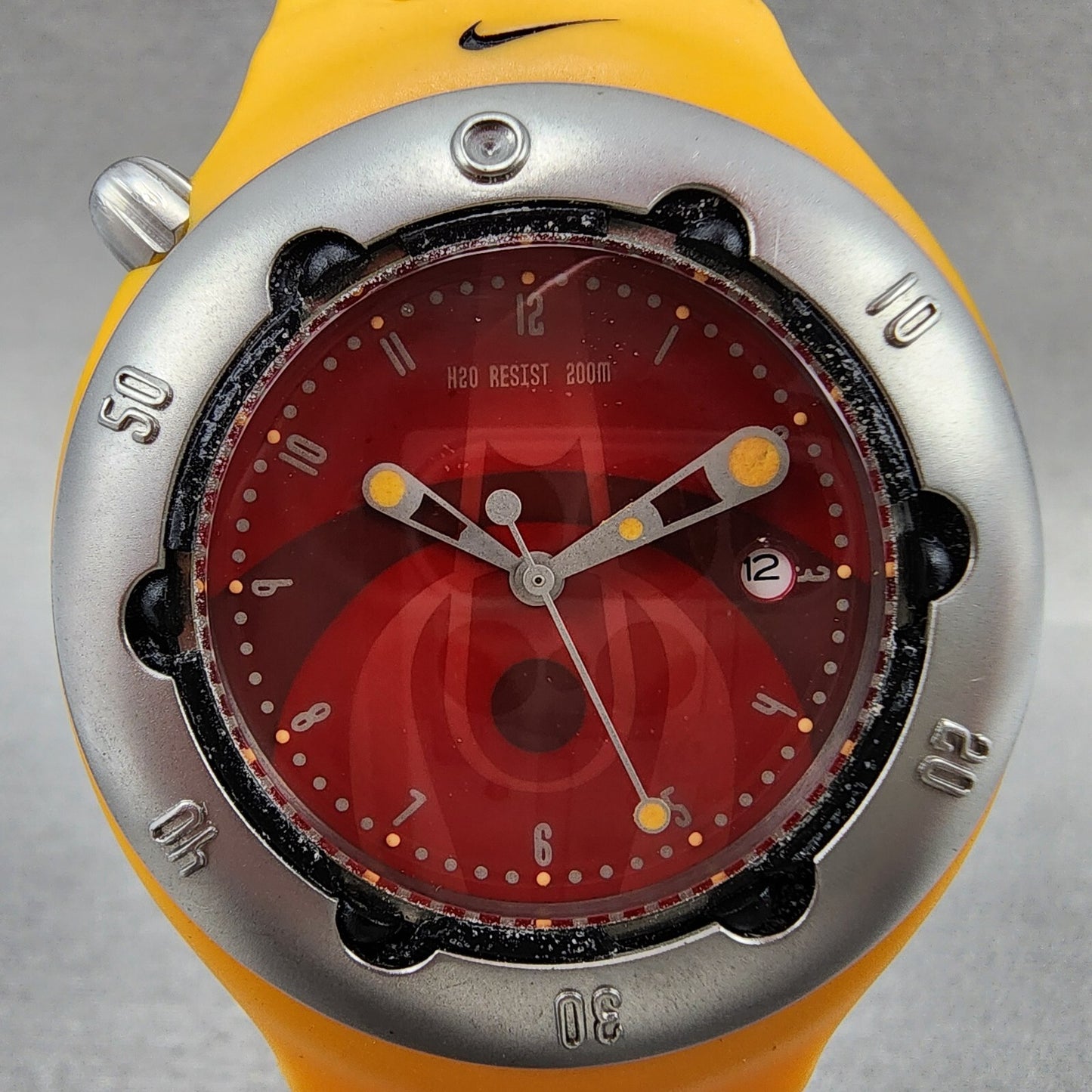 Nike Dive Watch Men 43mm Red Dial Orange Tone Date Round 131770 New Battery