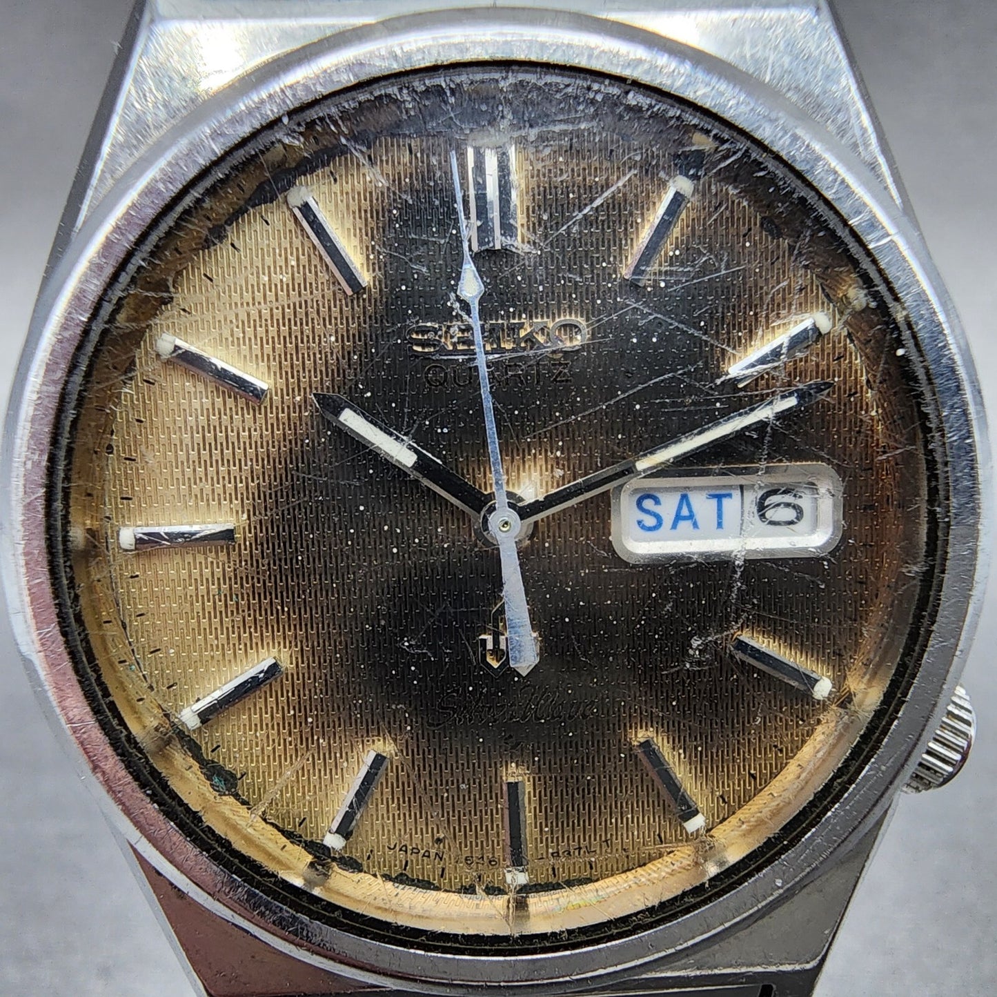 Seiko Silverwave 36mm watch Men Cream Dial Silver Tone Daydate 7546-8340 New Bat