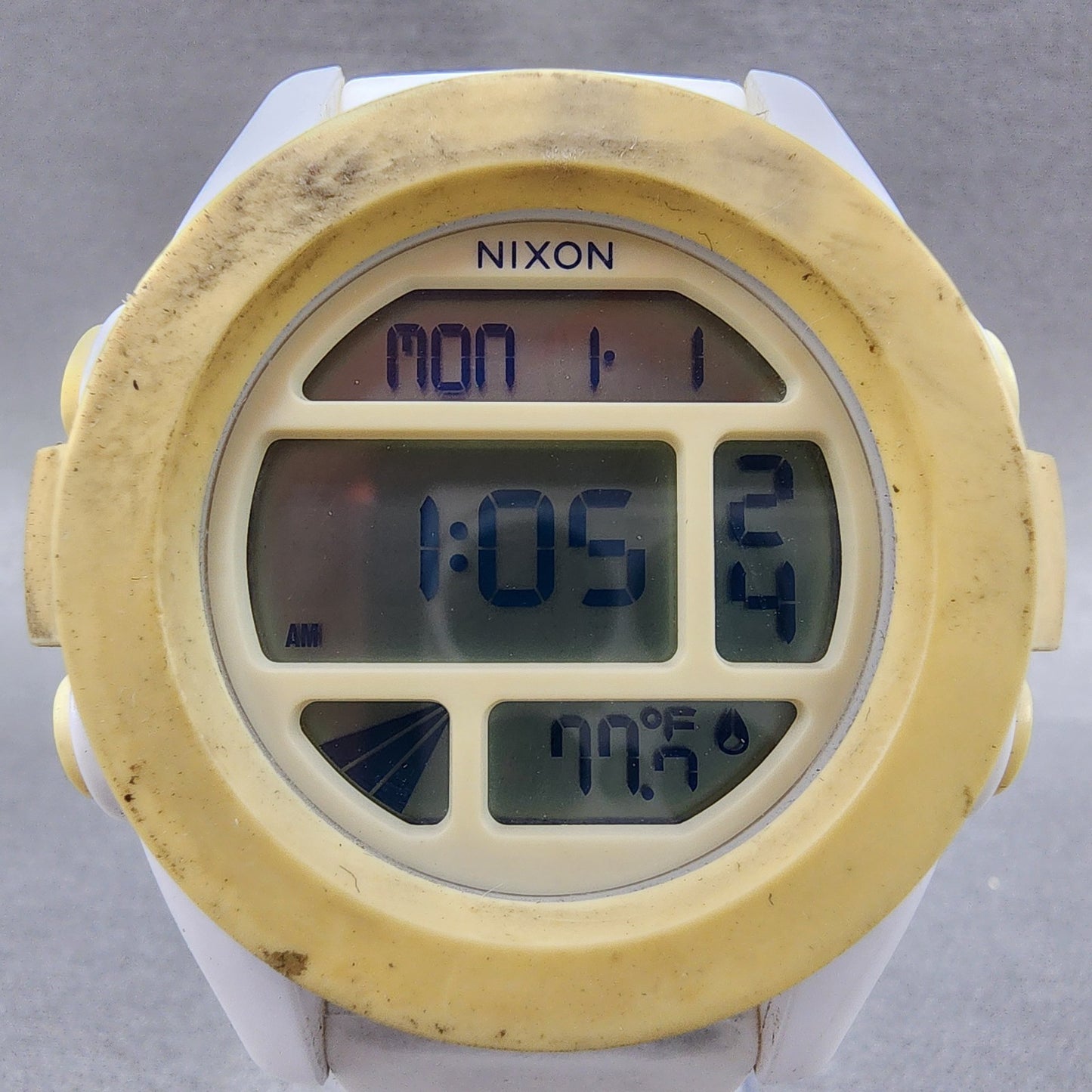 Nixon The Unit 40 Digital Watch Men 49mm White Tone Alarm Chrono New Battery