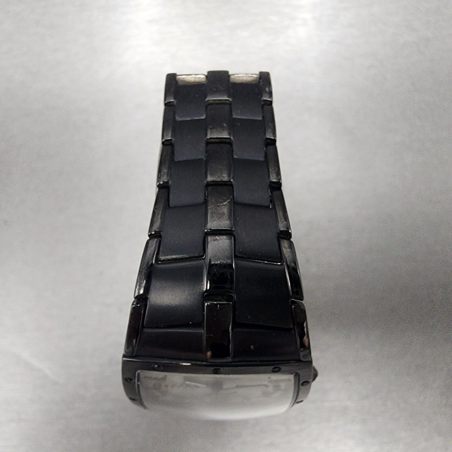 Skagen Tank Watch Women 27mm Silver Dial Black Case Daydate Rectangle New BAtt