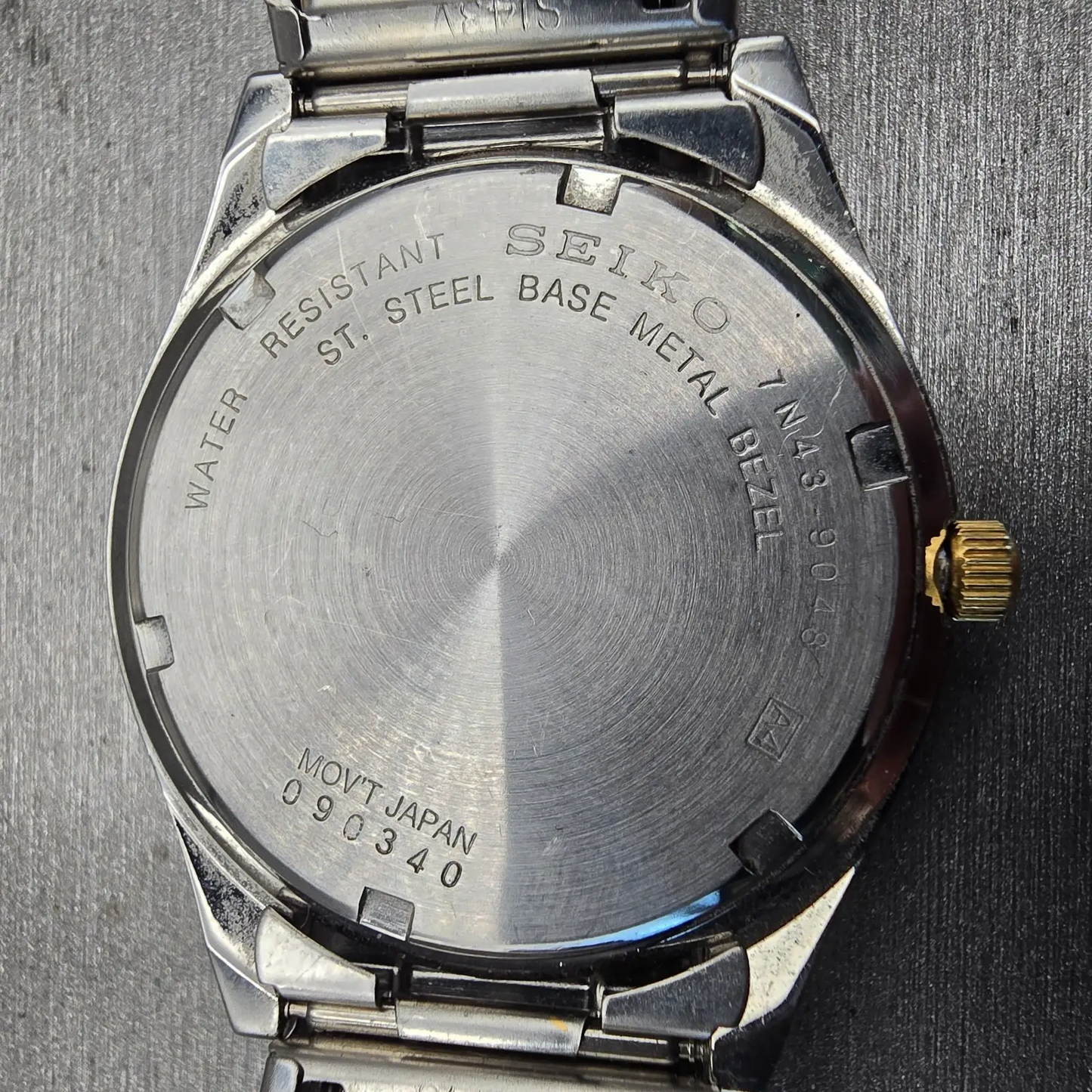 Seiko Watch Men 37mm Silver Dial Two Tone Daydate Round 7N43-9048 New Battery10
