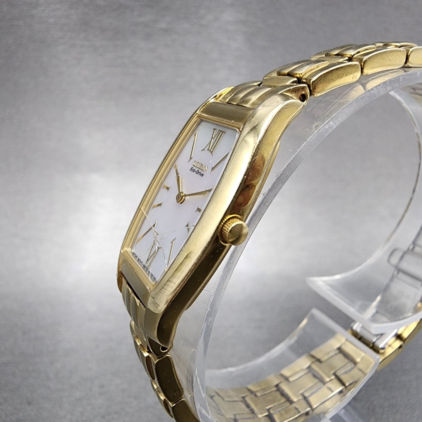 Citizen Eco-Drive Stiletto Watch Women 18mm MOP Dial Gold Tone G670-S008433 Runs