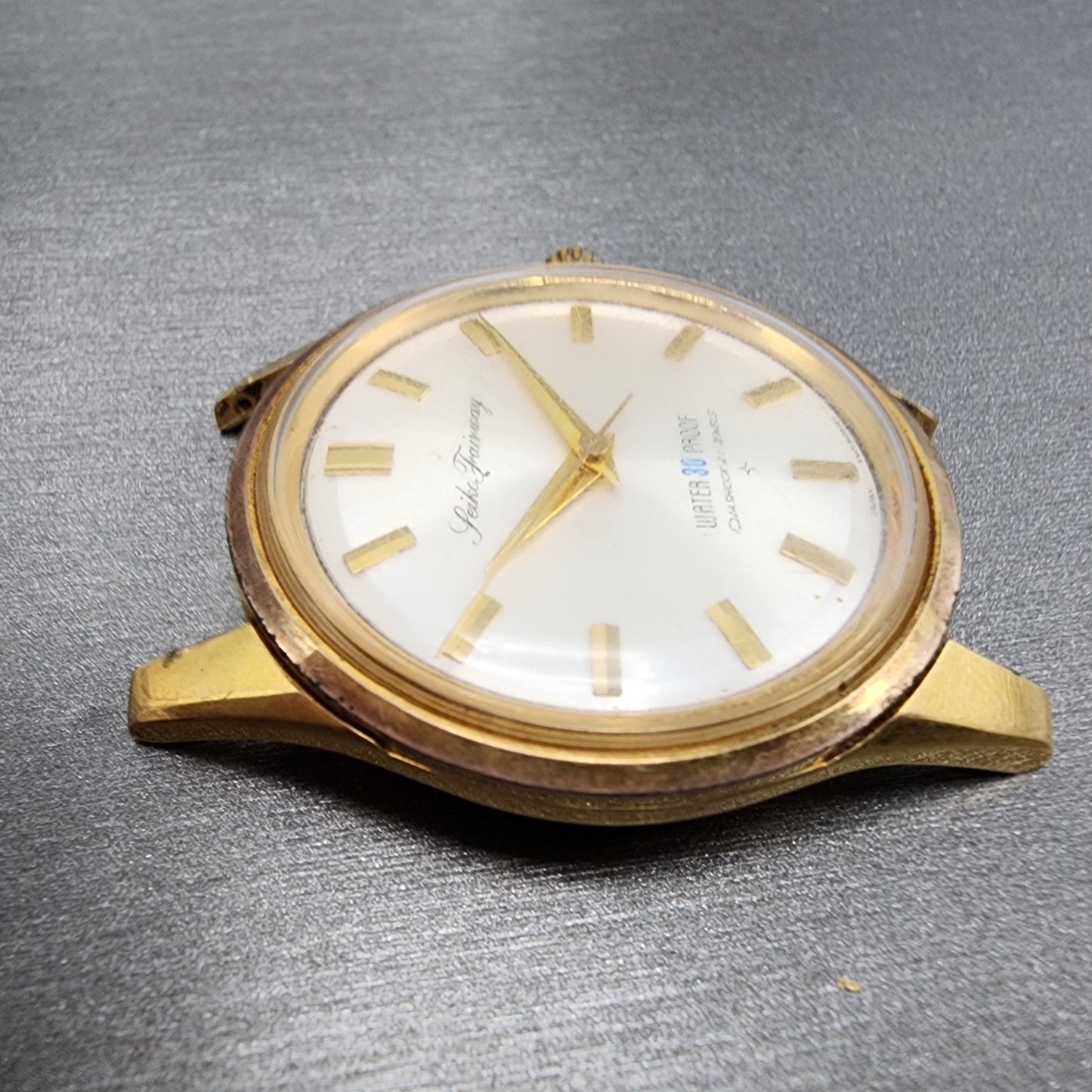 Seiko Fairway Watch Men 36mm Silver Dial Gold Tone Manual Runs