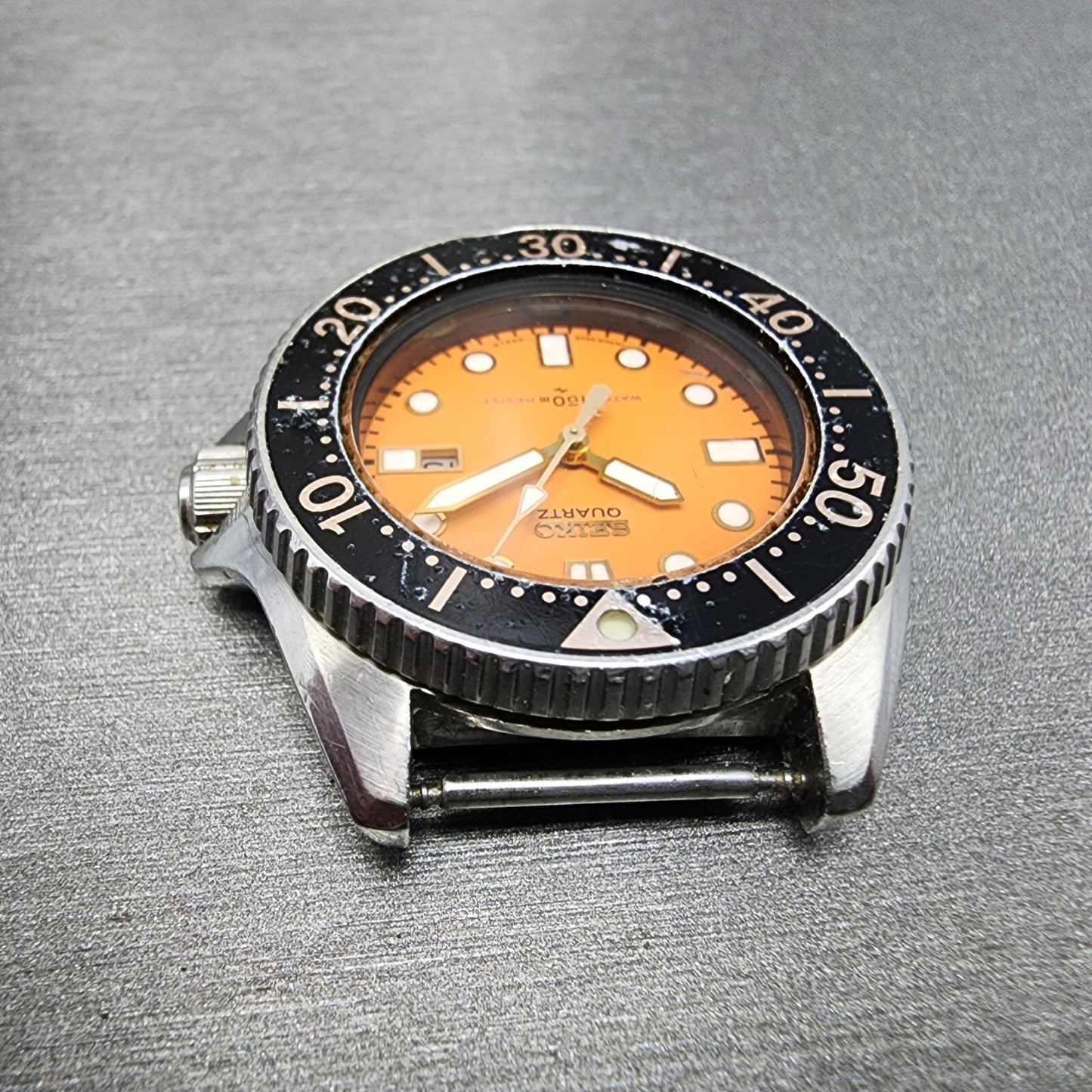 Seiko Diver watch Women 33mm Orange Dial silver Tone Date 2625-0010 New Battery