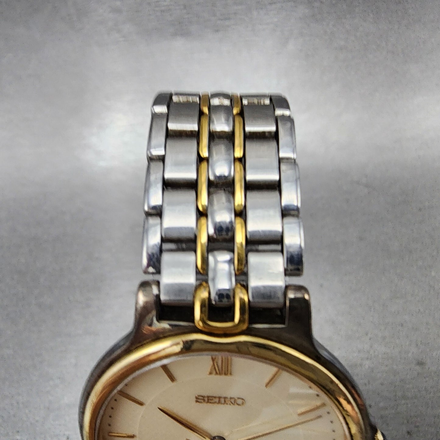 Seiko Dolce Watch Men 31mm White Dial Twotone Round 5e31-6e70 New Battery