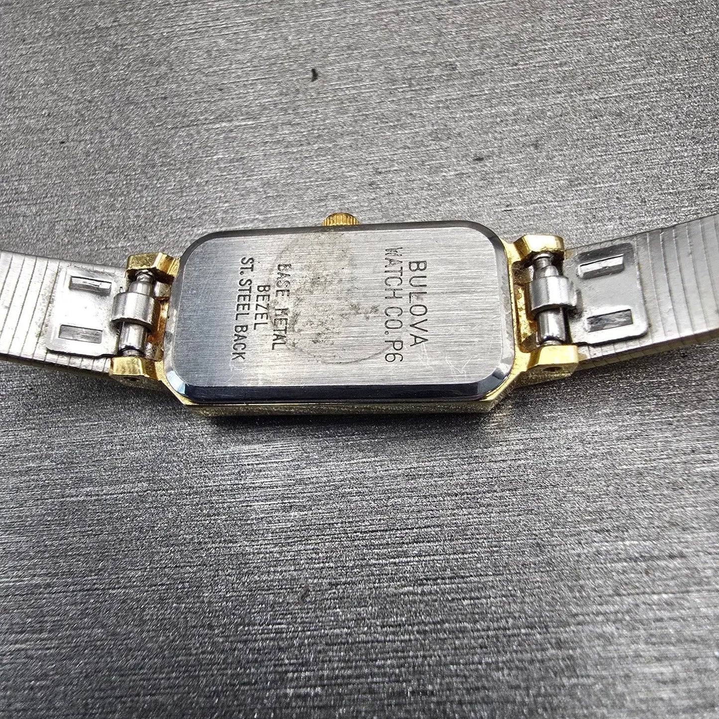 Bulova Watch Women 12mm Silver Dial Gold Tone Rectangle New Battery 92T36 VTG10