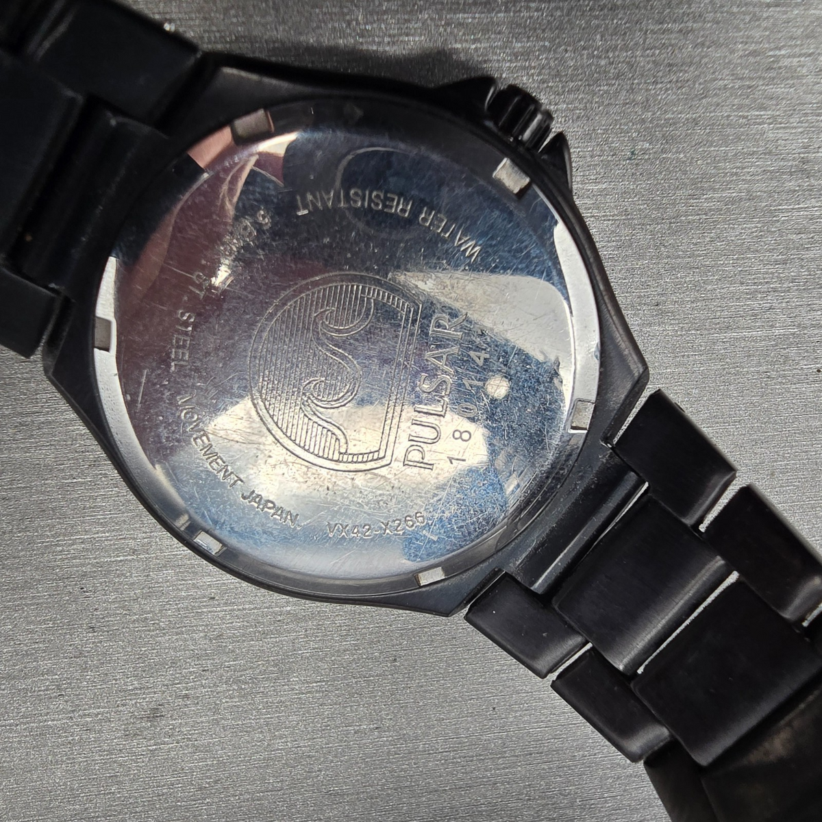 Seiko Pulsar Watch Men 38mm Black Dial Black Tone Date VX42-X266 New Battery10