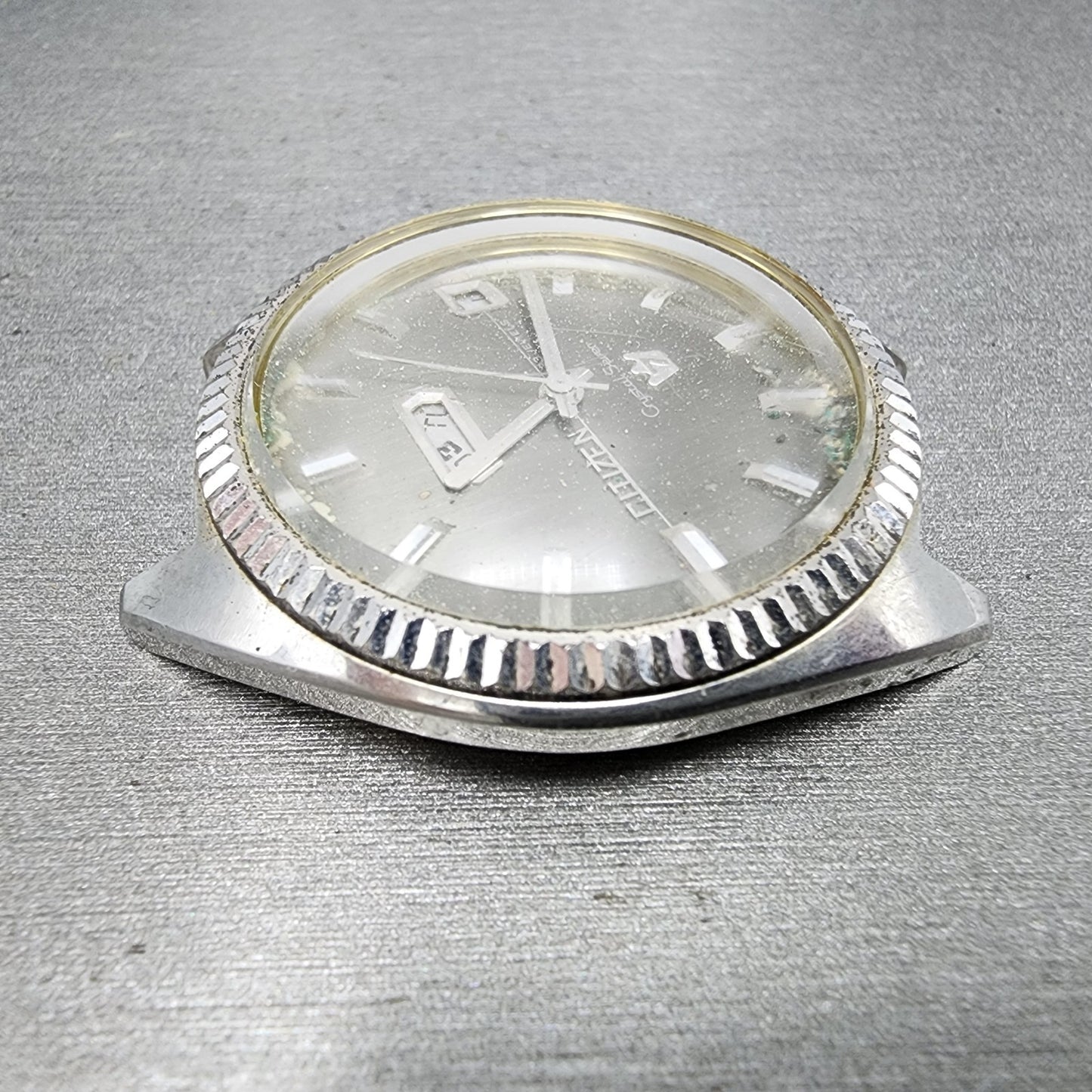 Citizen Crystal 7 Watch Men 38mm Gray Dial Silver Tone Daydate 33 Jewels PARTS