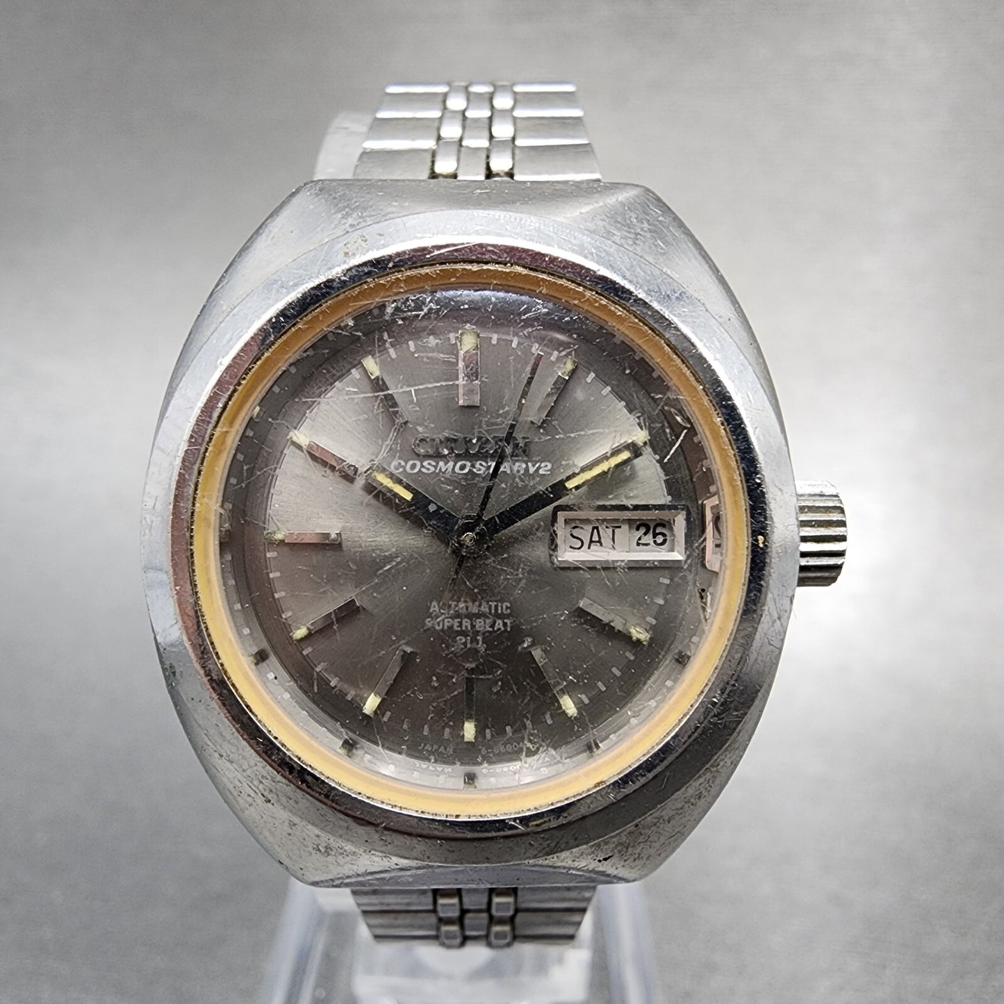 Citizen Cosmostar V2 Watch Women 27mm Gray Dial Silver Tone Date Automatic Runs