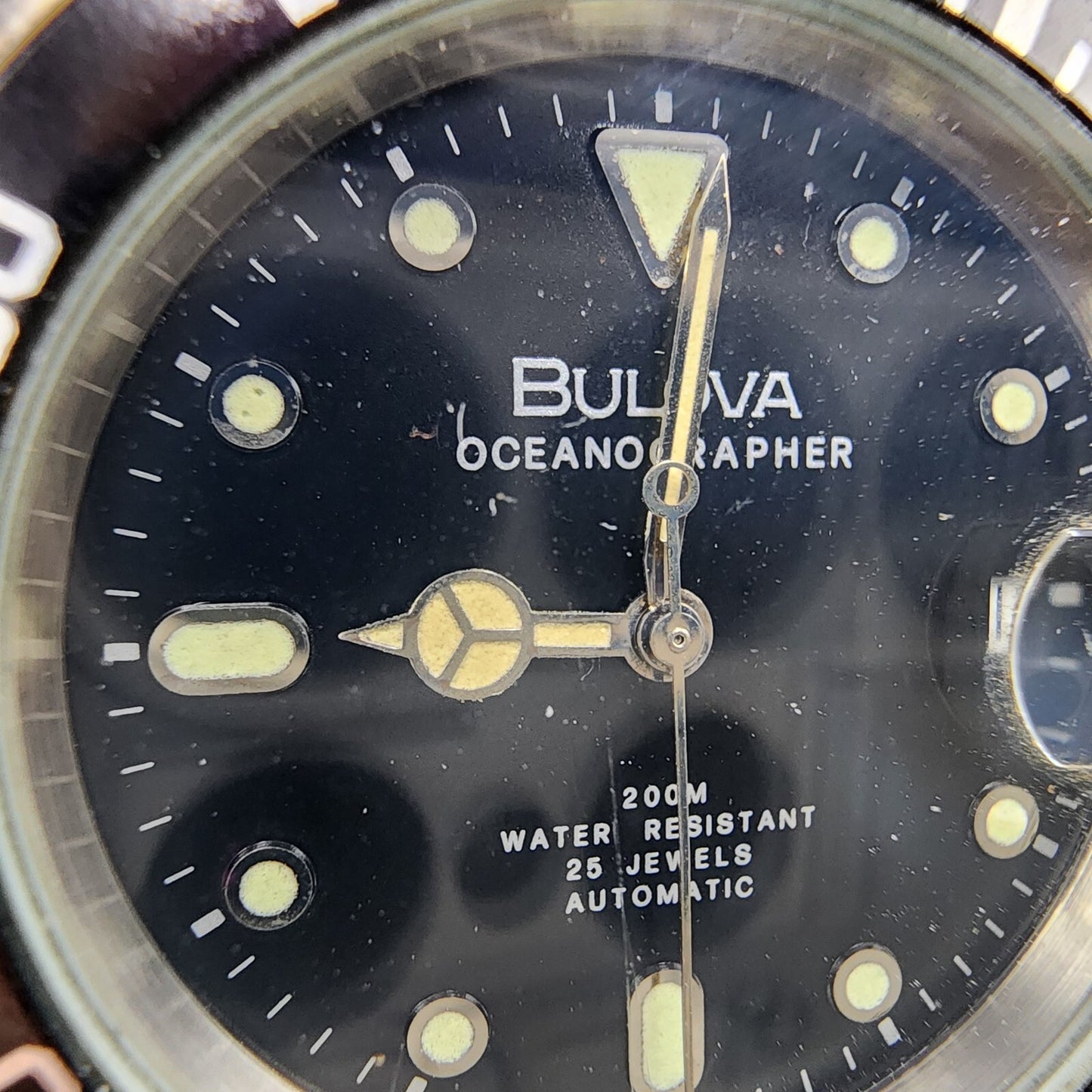 Bulova Oceanograph Automatic Watch Men 37mm Black Dial Two Tone 9243901 ETA PART