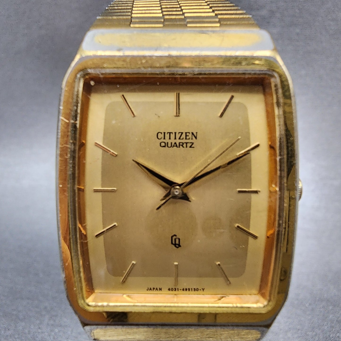 Citizen CQ Tank Watch Men 27mm Gold Dial Gold Tone Rectangle 4031-491751 PARTS