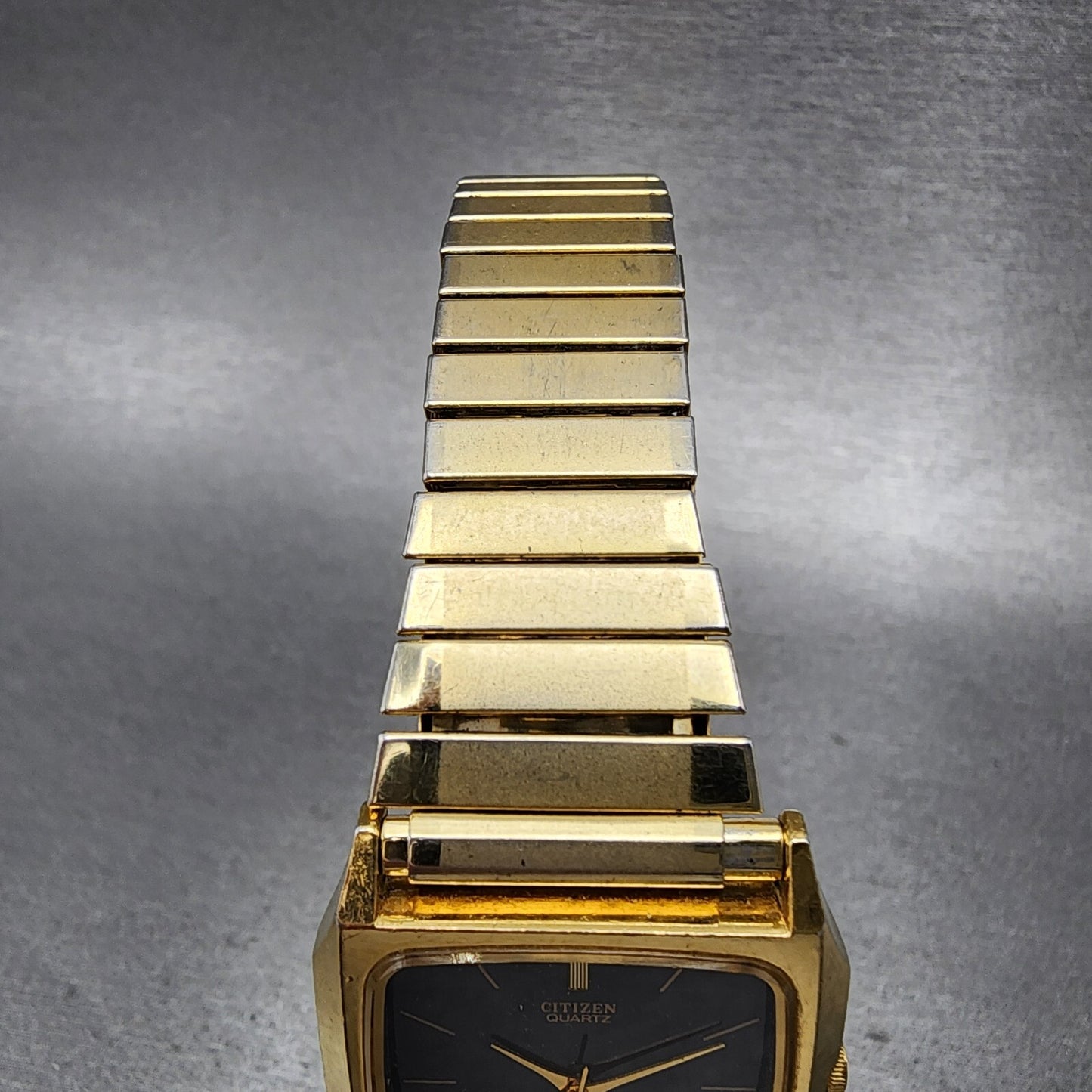 Citizen CQ Tank Watch Men 29mm Black Gold Tone Rectangle 3630-890175 PARTS