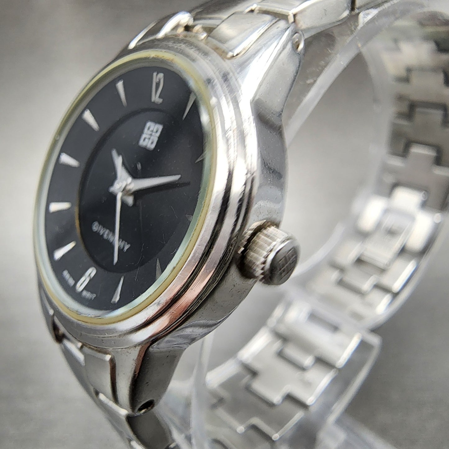 Givenchy Watch Women 24mm Black Dial Stainless Steel Round New Battery