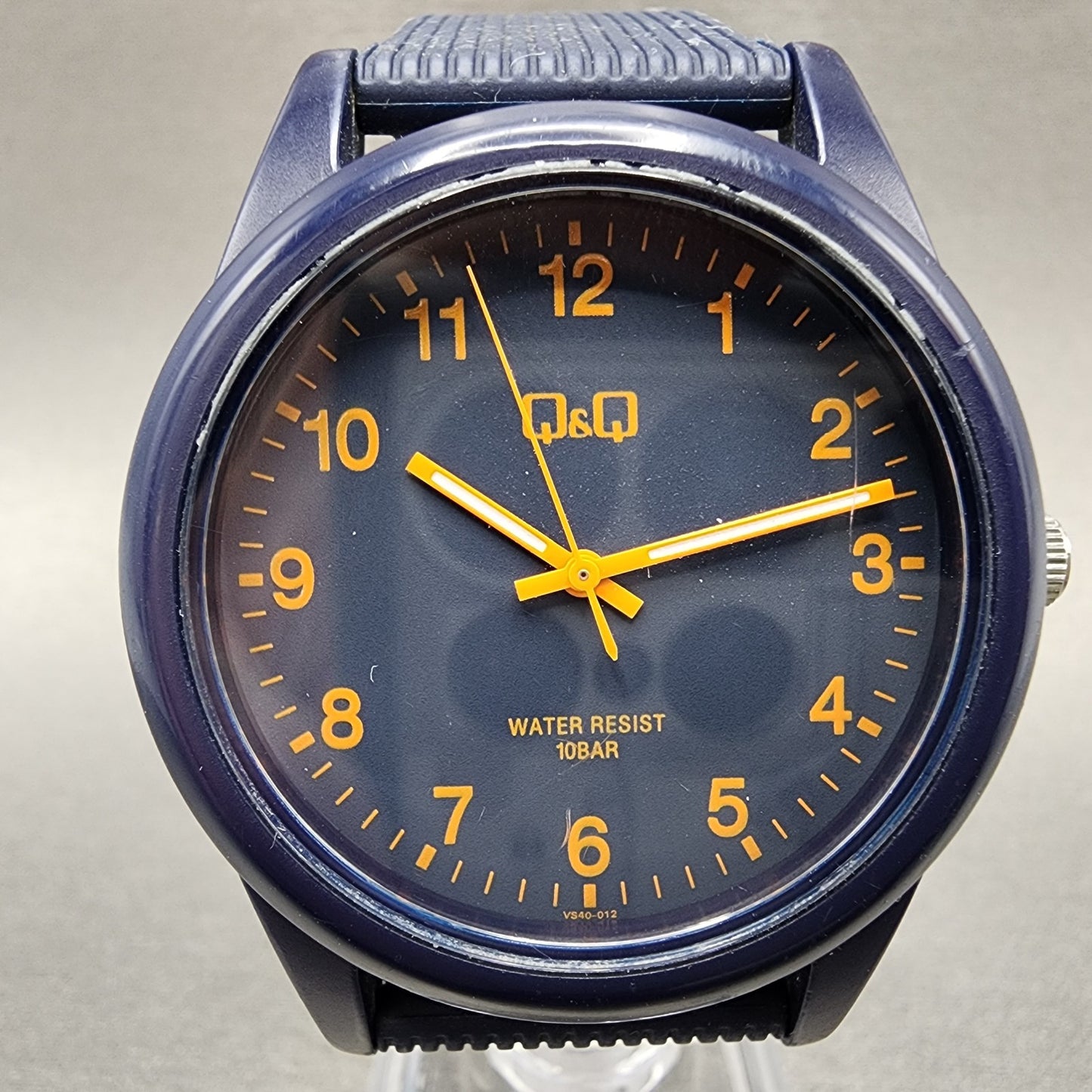 Citizen Q&Q Watch Men 40mm Blue Dial Blue Tone Round Resin Band New Battery