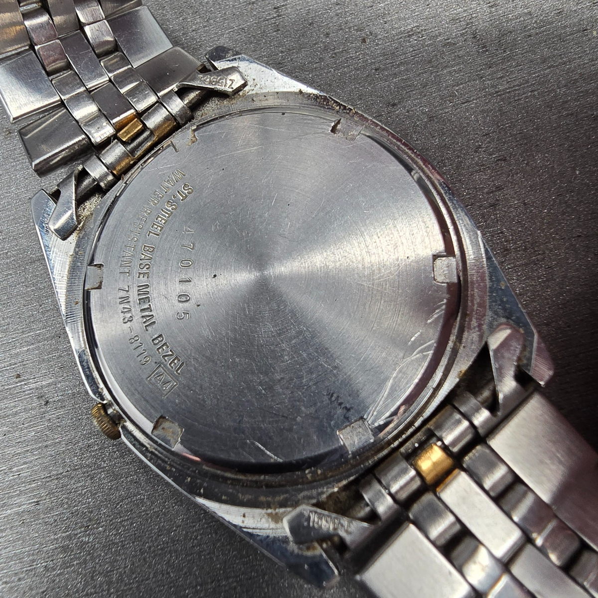Seiko President Watch Men 36mm Black Dial Two Tone Daydate 7N43-8119 New Batt JP10