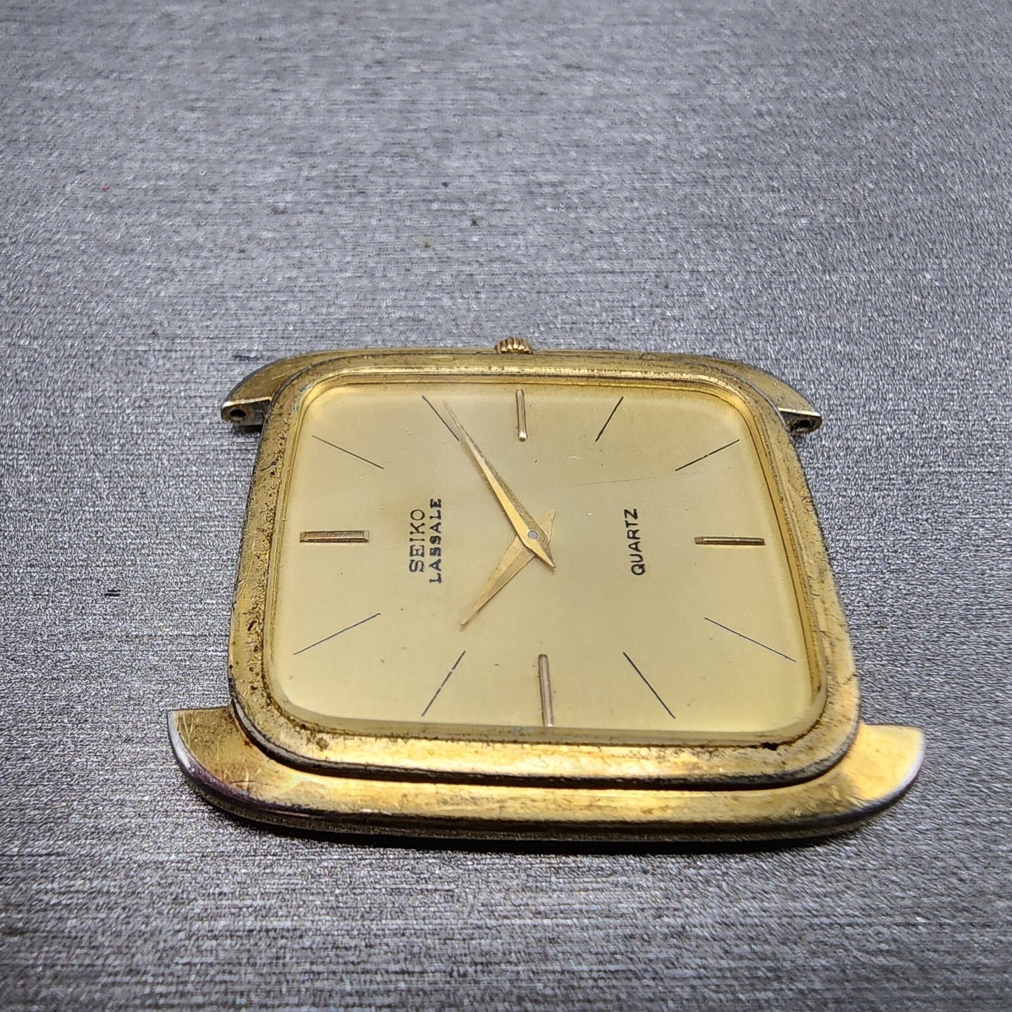 Seiko Lassale Tank Watch Women 27mm Gold Dial Gold Tone Rectangle New Battery