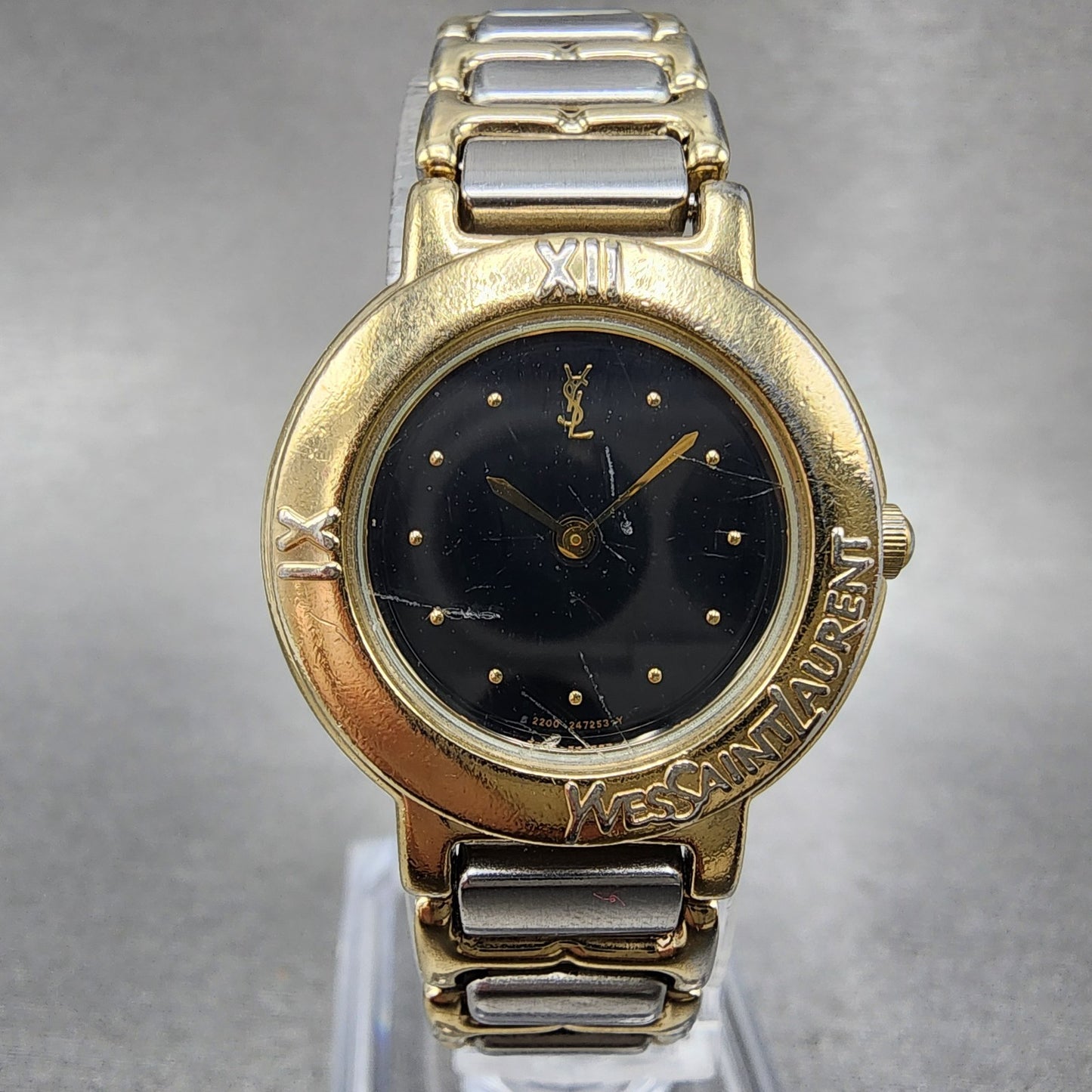 Yves Saint Laurent Watch Women 24mm Black Dial Two Tone Round 2200-229789 PARTS