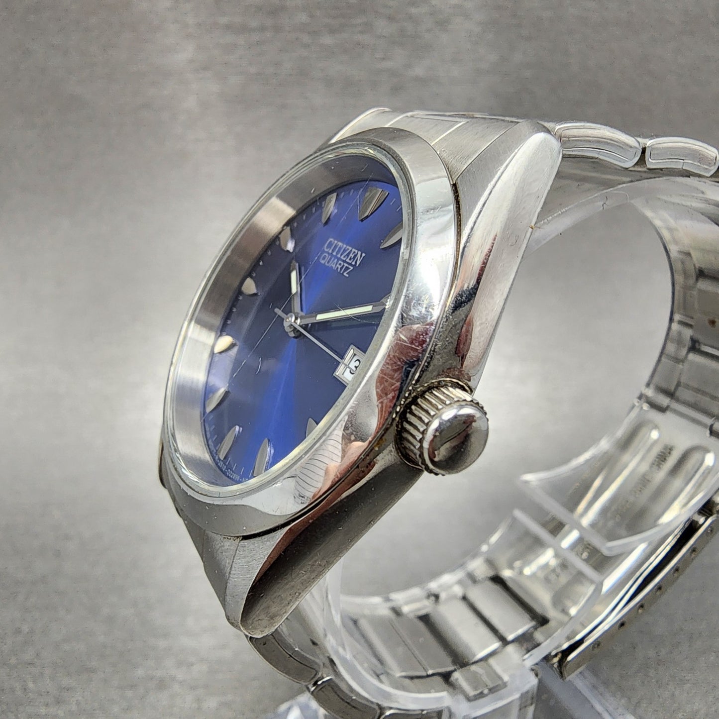 Citizen Watch Men 35mm Blue Dial Silver Tone Date 2510-S027845 New Battery
