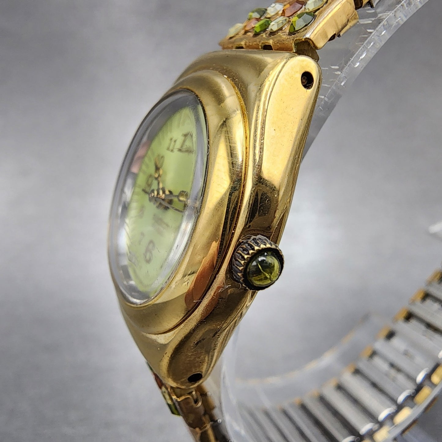 Swatch Irony FLORA Watch Women 25mm Champagne Dial Roes Gold Tone Round New Batt