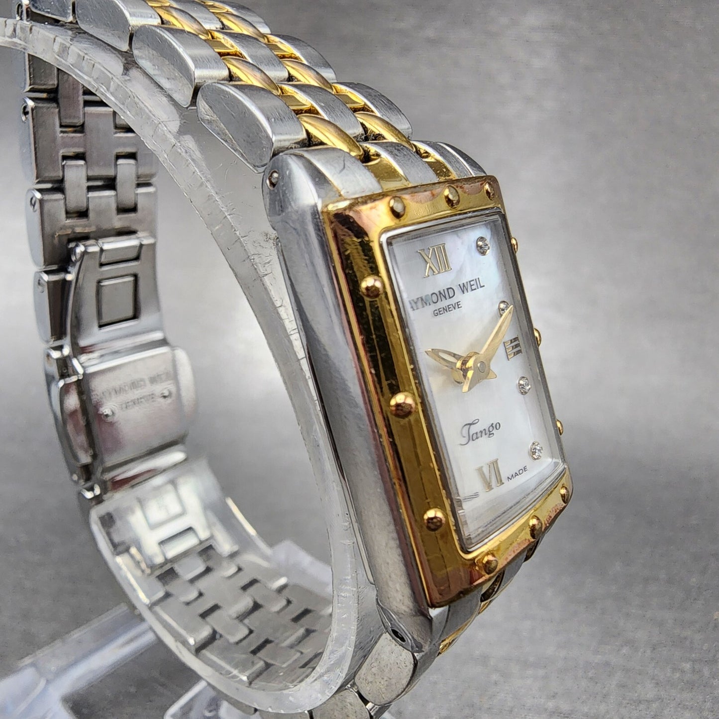 Raymond Weil Tango Tank Watch Women 19mm MOP Dial Two Tone Rectangle New Battery