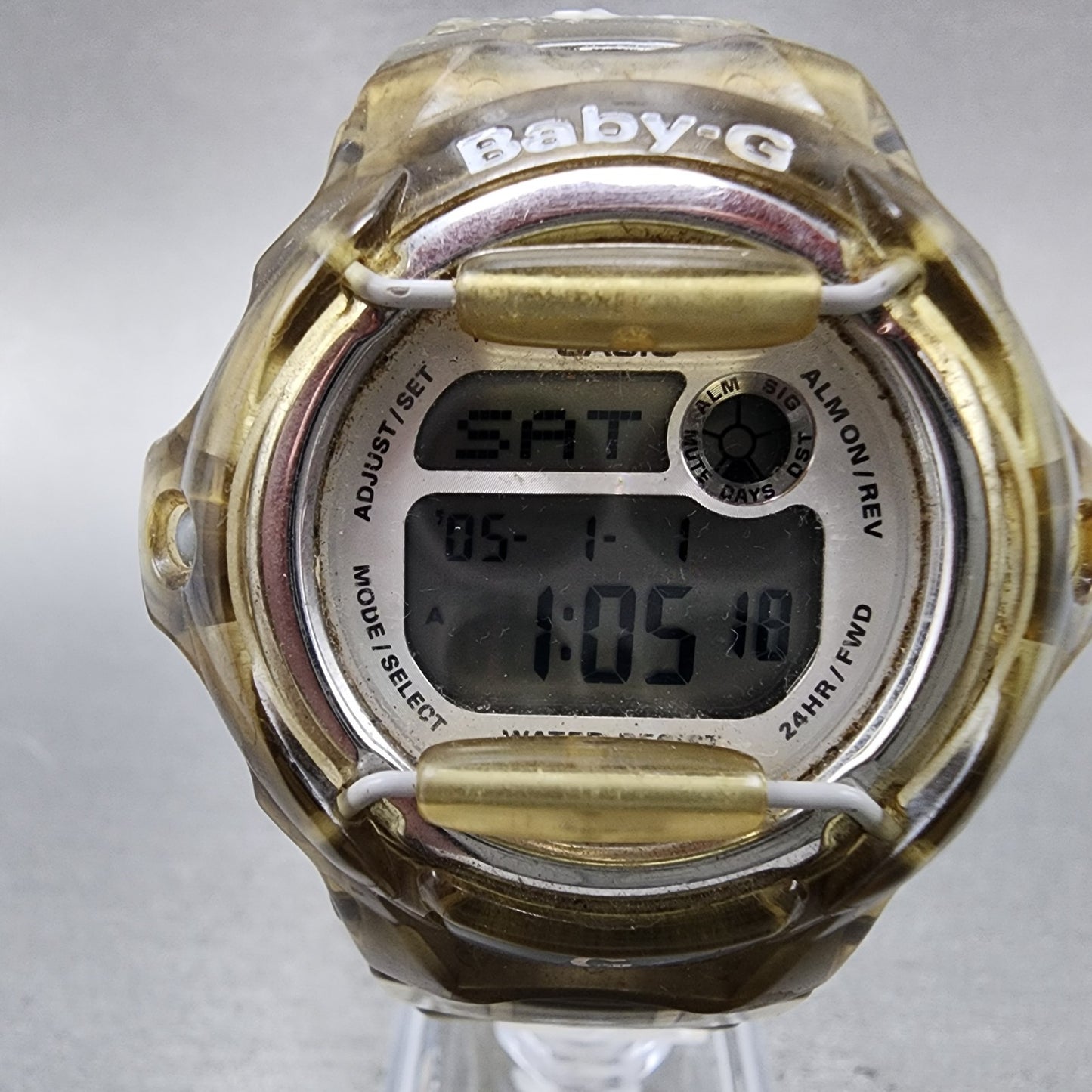 Casio Baby-G Watch Women 40mm Digital Alarm Chrono Gray BG-169R New Battery