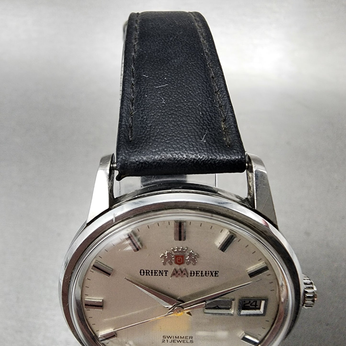 Orient AAA Deluxe Watch Men 35mm Silver Dial Steel Daydate Automatic READ!! RUNS