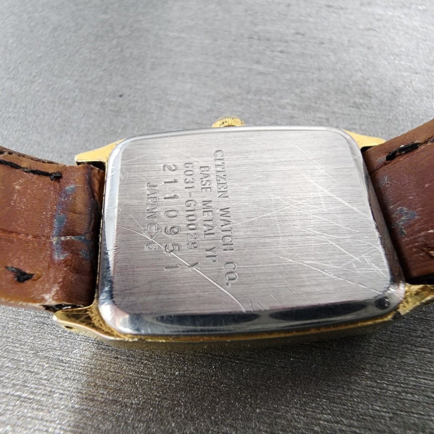 Citizen CQ Tank Watch Women 19mm Champagne Dial Gold Tone Rectangle New Battery