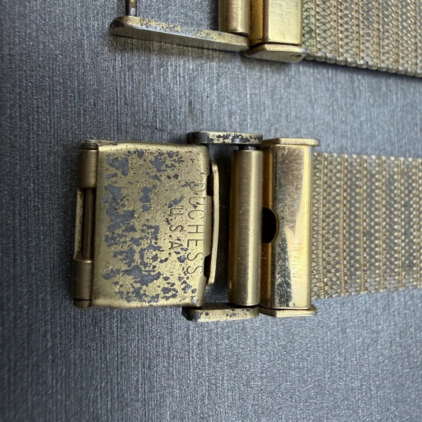 Longines Bracelet 21mm Gold Tone Mesh Duchess USA Vintage Two Piece8