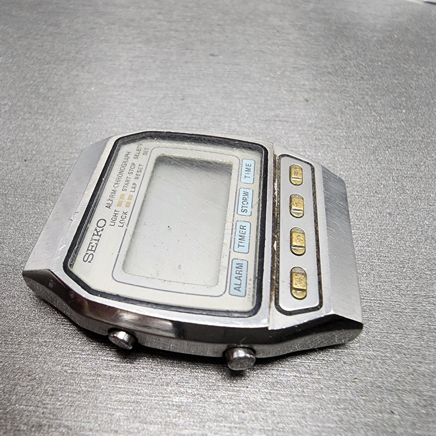 Seiko Digital Watch Men 32mm LCD Silver Tone Alarm Chronograph A547-5040 PARTS