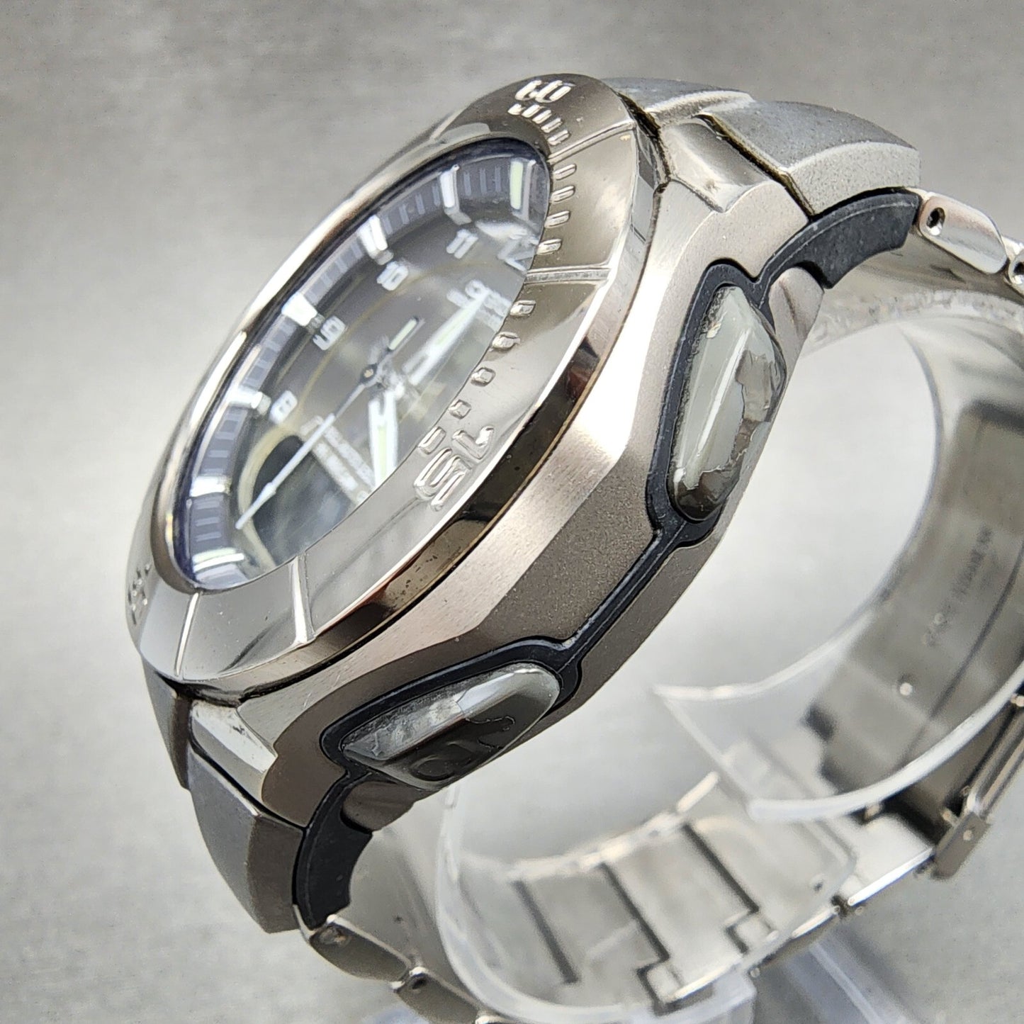 Casio Wave Ceptor WVA-410TJ Watch Men 43mm Analog Digital Titanium Alarm Works