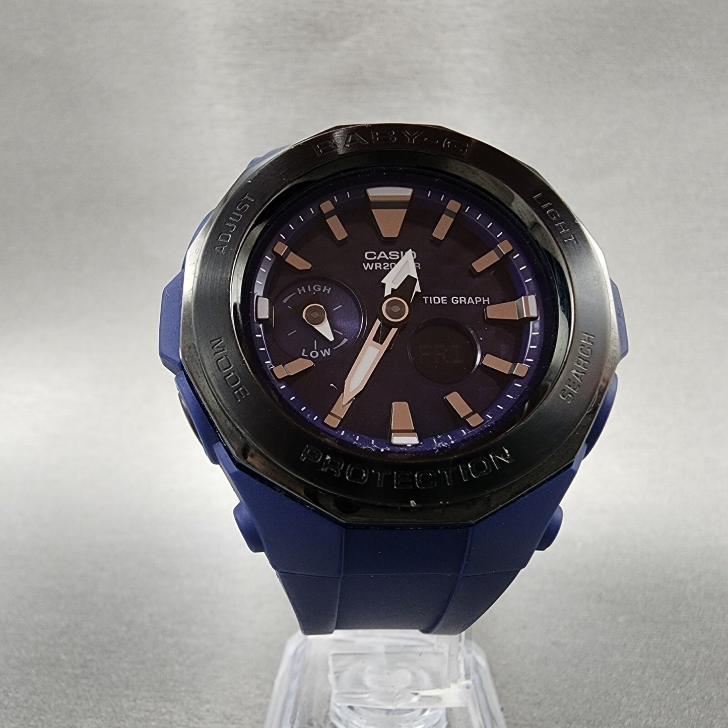Casio Baby-G BGA-225G Watch Women 45mm Blue Tone Analog Digital Round New Batt