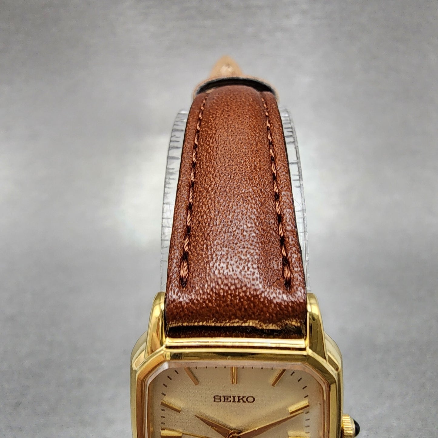 Seiko Exceline Tank Watch Women 20mm Champagne Dial Gold Plated 2j41-5000 NewBat