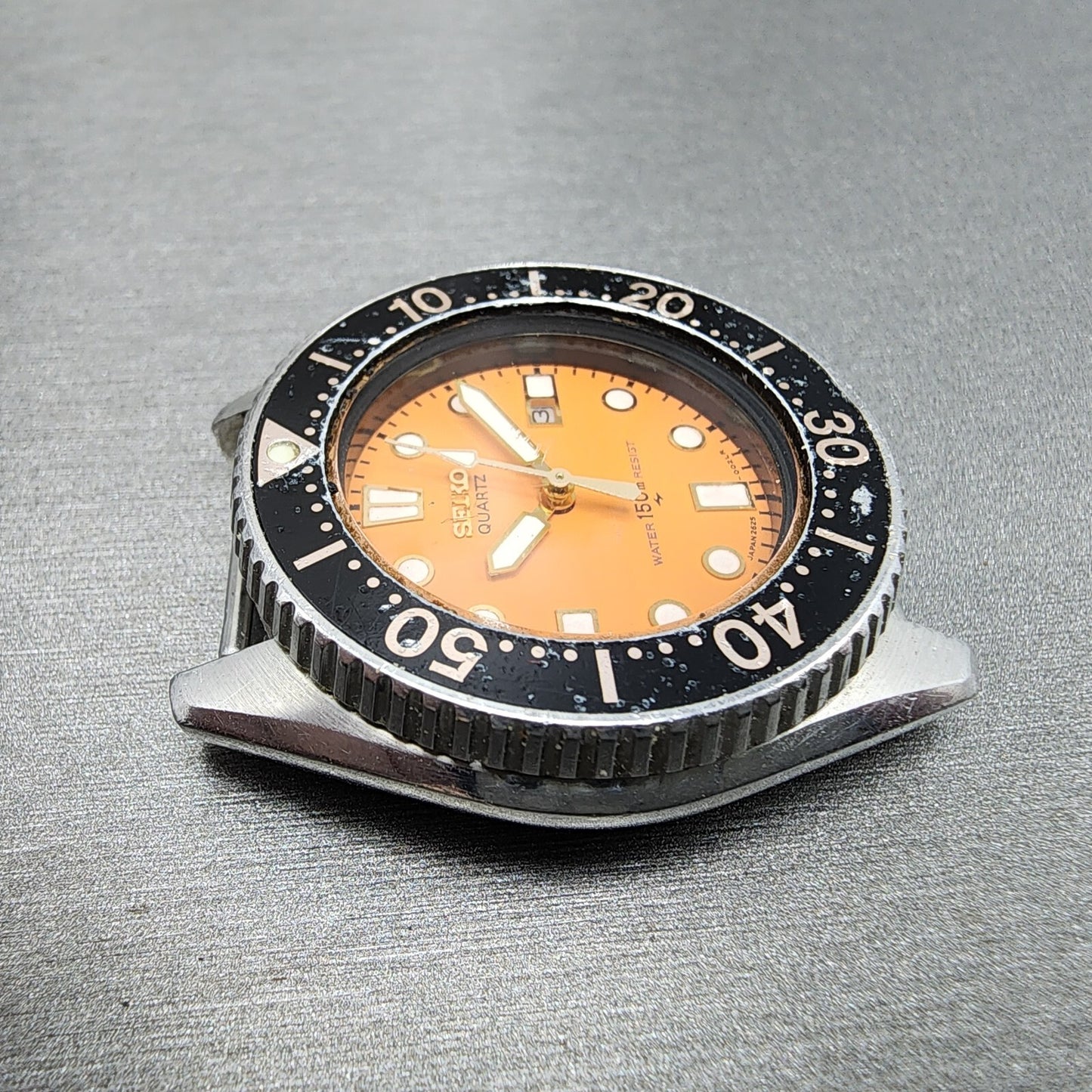 Seiko Diver watch Women 33mm Orange Dial silver Tone Date 2625-0010 New Battery