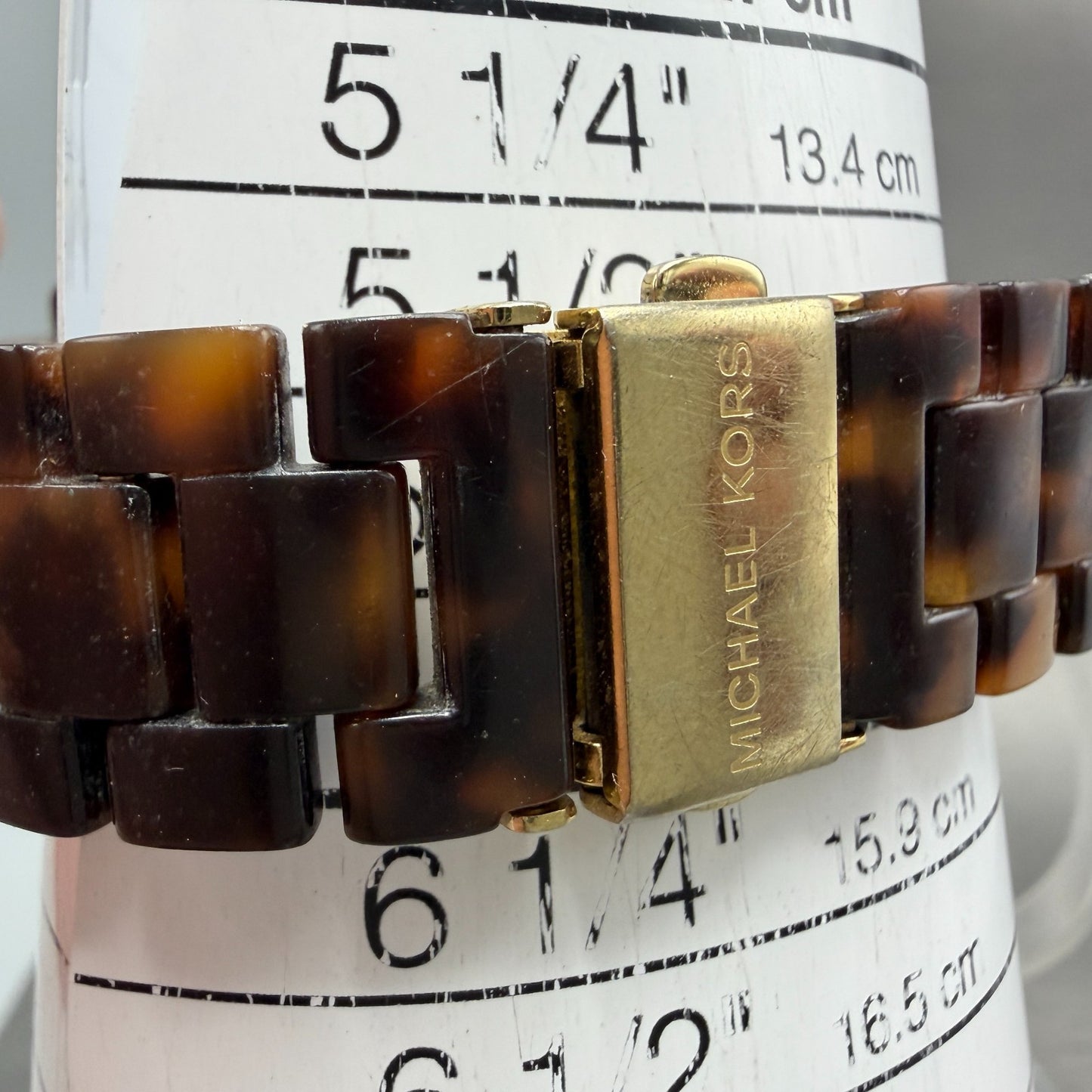 Michael Kors Watch Women 37mm Brown Dial Gold Tone Tortas Daydate New Battery 7T10