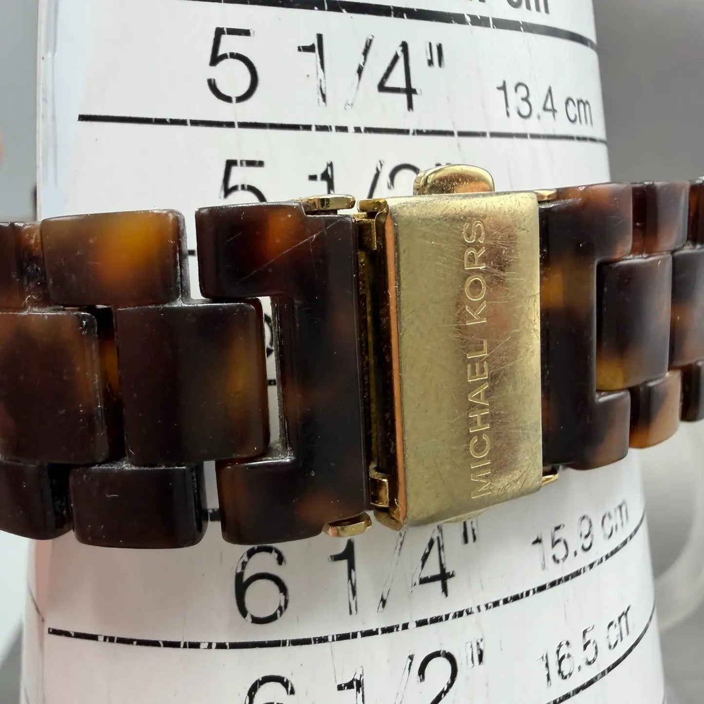 Michael Kors Watch Women 37mm Brown Dial Gold Tone Tortas Daydate New Battery 7T10