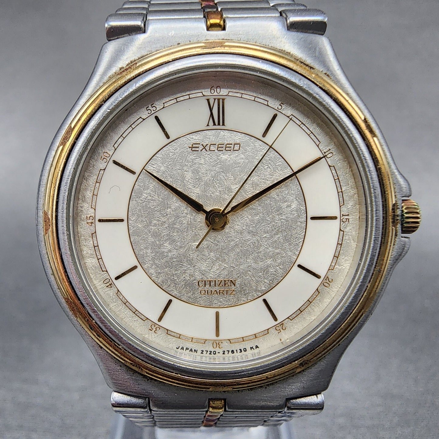 Citizen Exceed Watch Men 32mm White Dial Two Tone Round 2730-954785 New Battery