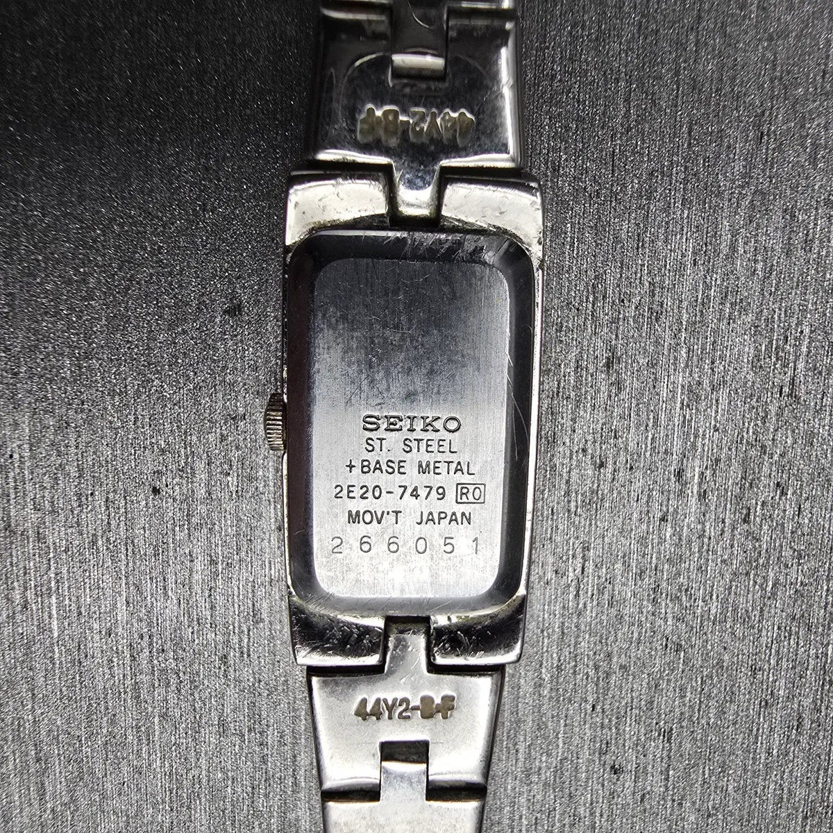 Seiko Tank Watch Women 13mm White Dial Two Tone Rectangle 2E20-7479 New Batt 4510
